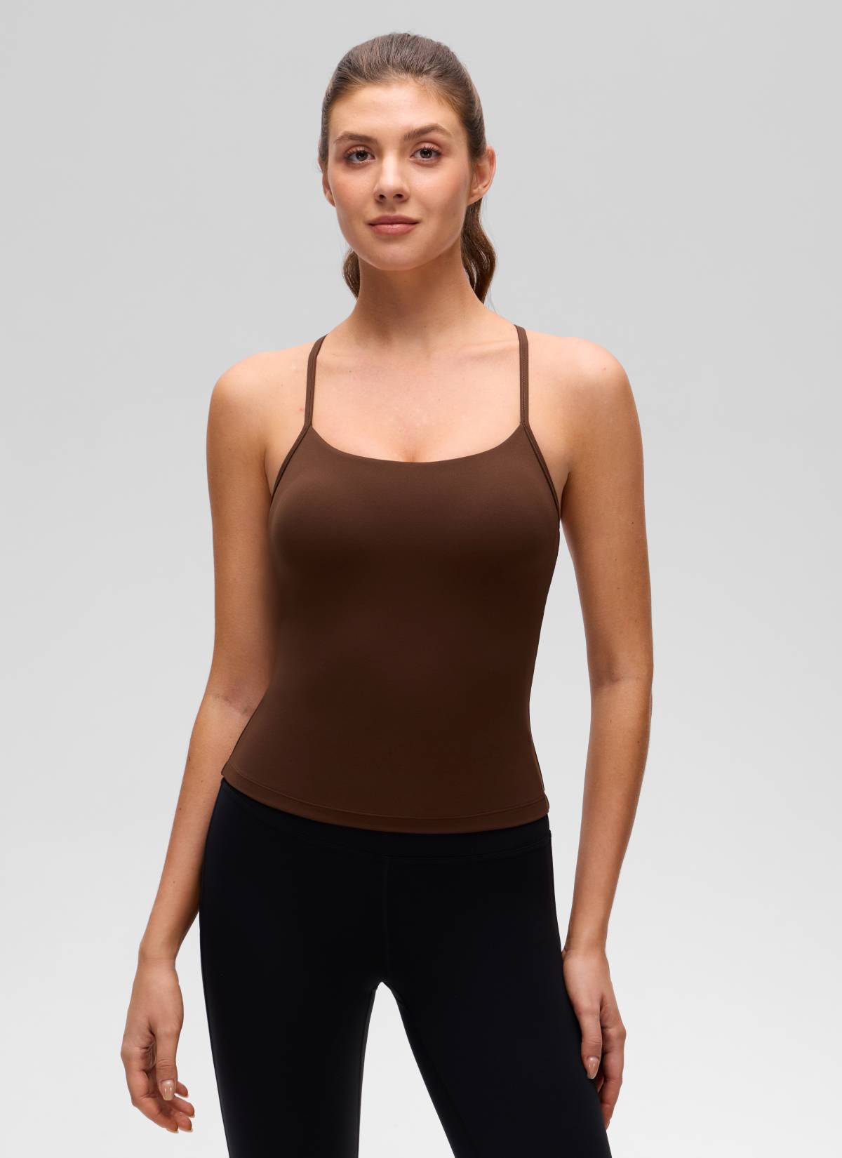 גופייה עם חזייה פנימית תומכת Butterluxe Y-back אורך מותן - Lava Brown