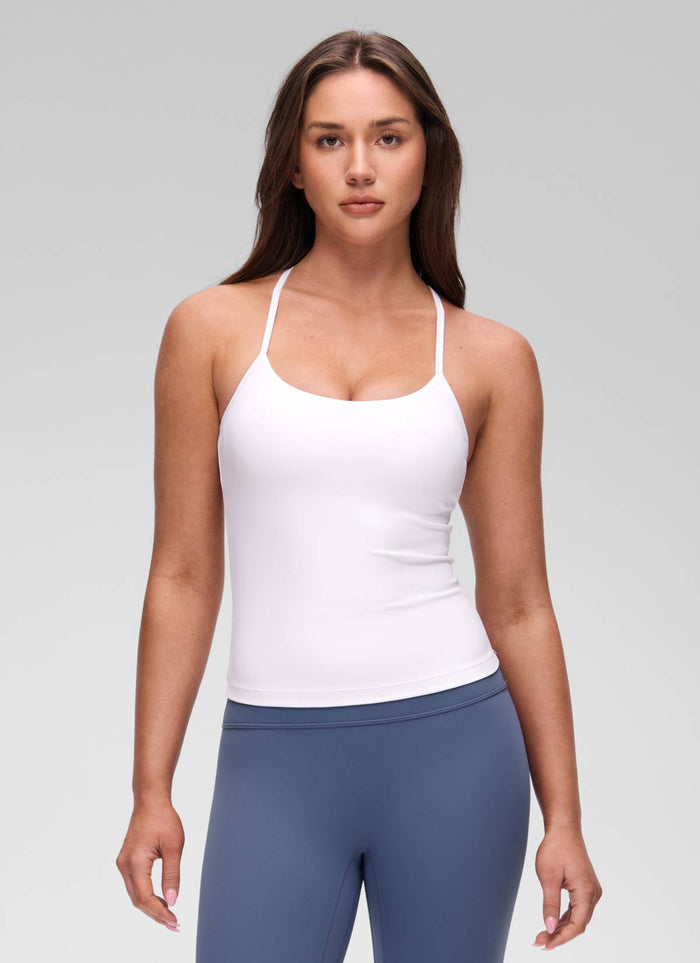גופייה עם חזייה פנימית תומכת Butterluxe Y-back אורך מותן - לבן