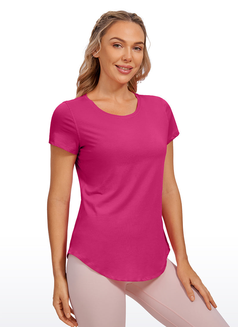 חולצה קצרה Pima Cotton - Sizzling Pink