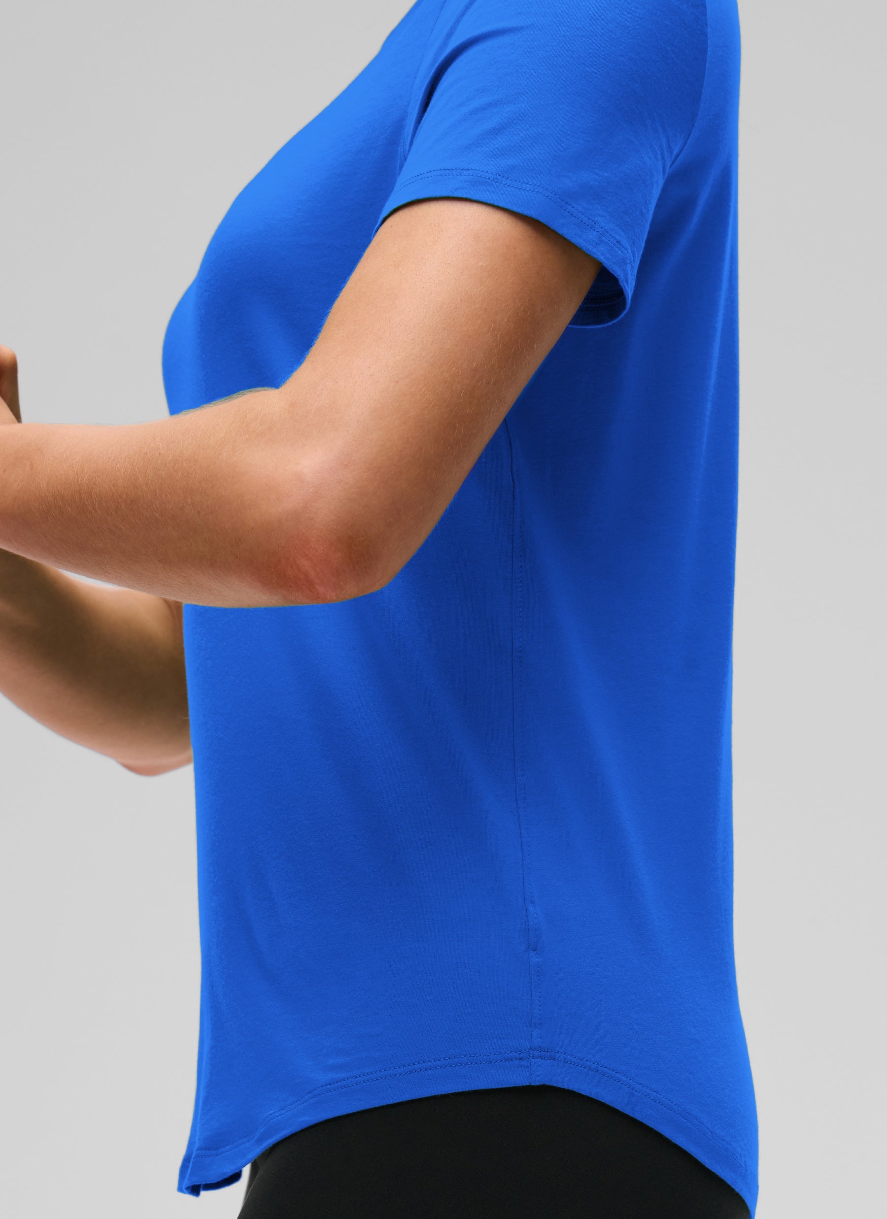 חולצה קצרה Pima Cotton Round Neck - Strong Blue