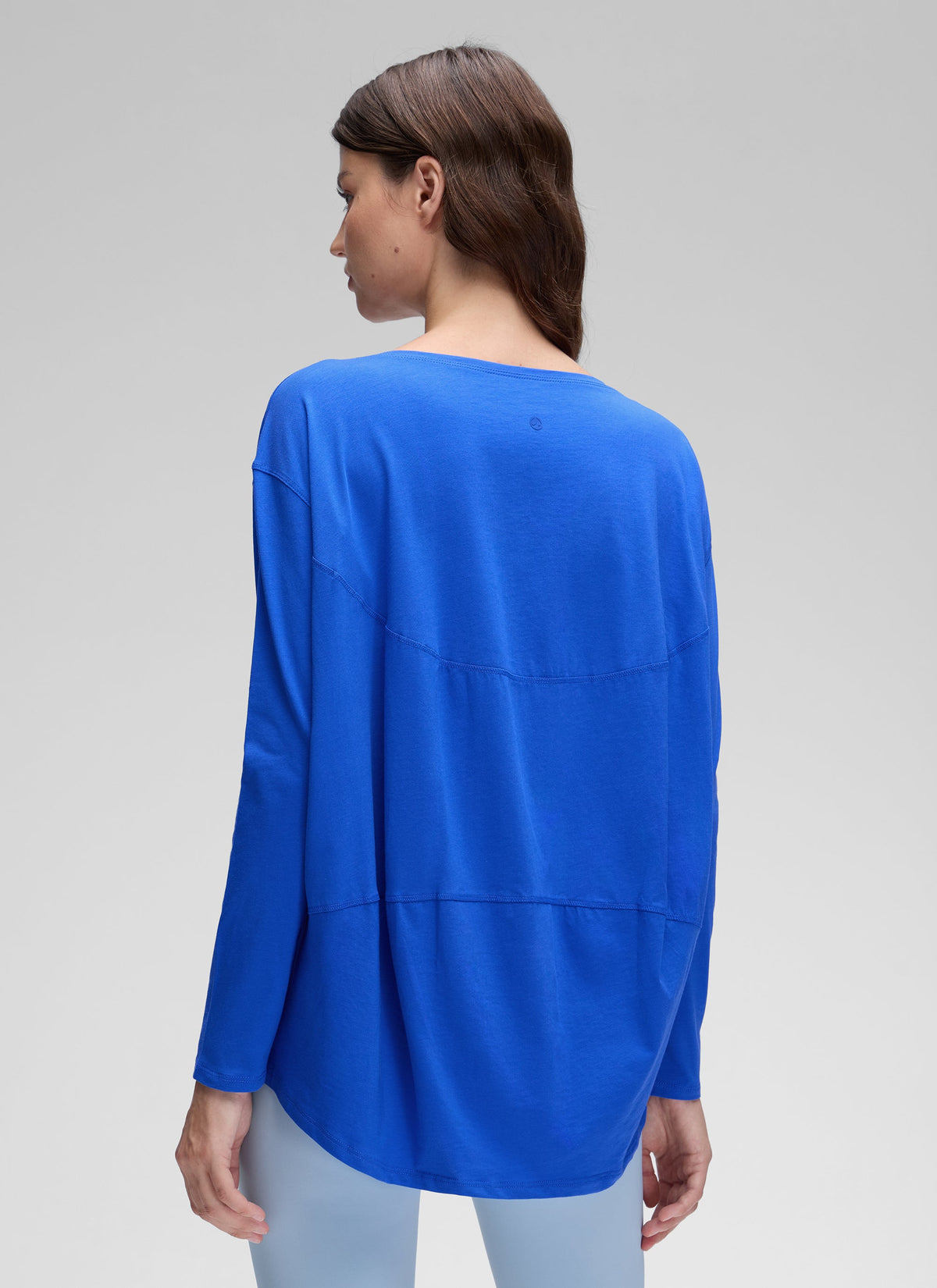 חולצת אימון ארוכה Pima Cotton פתח סירה - Strong Blue