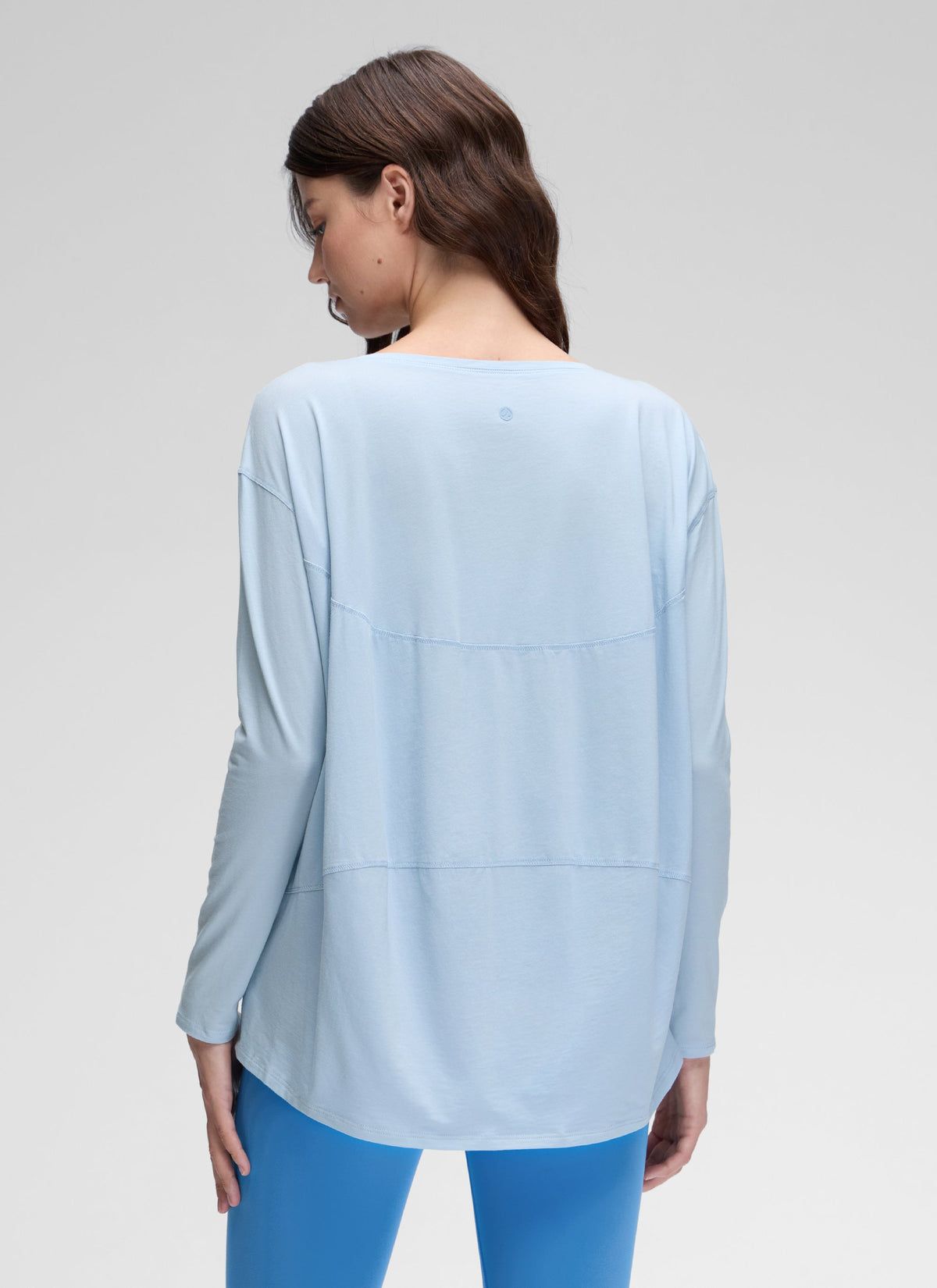 חולצת אימון ארוכה Pima Cotton פתח סירה - Blue Linen