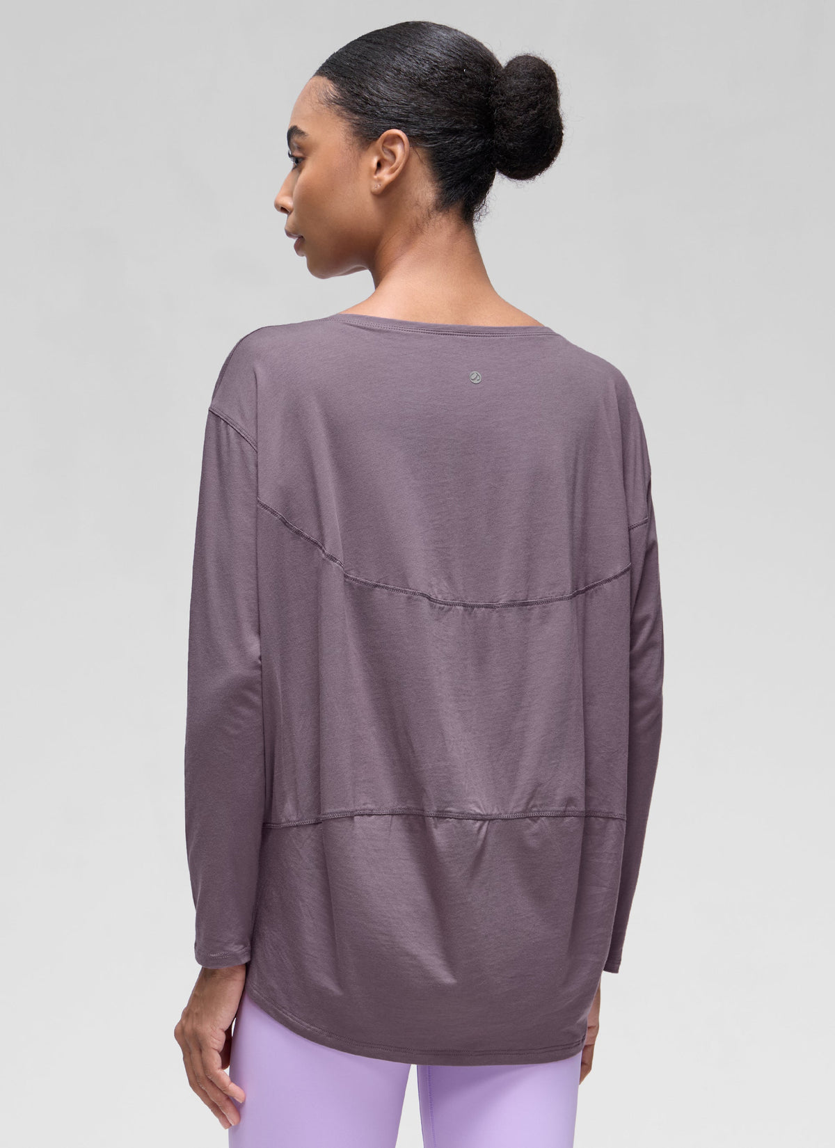 חולצת אימון ארוכה Pima Cotton פתח סירה - Purple Gray