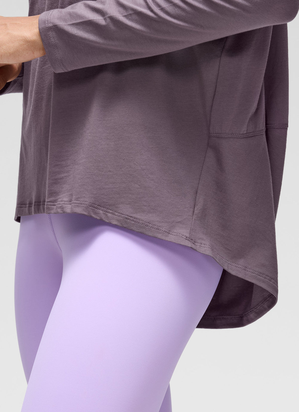 חולצת אימון ארוכה Pima Cotton פתח סירה - Purple Gray