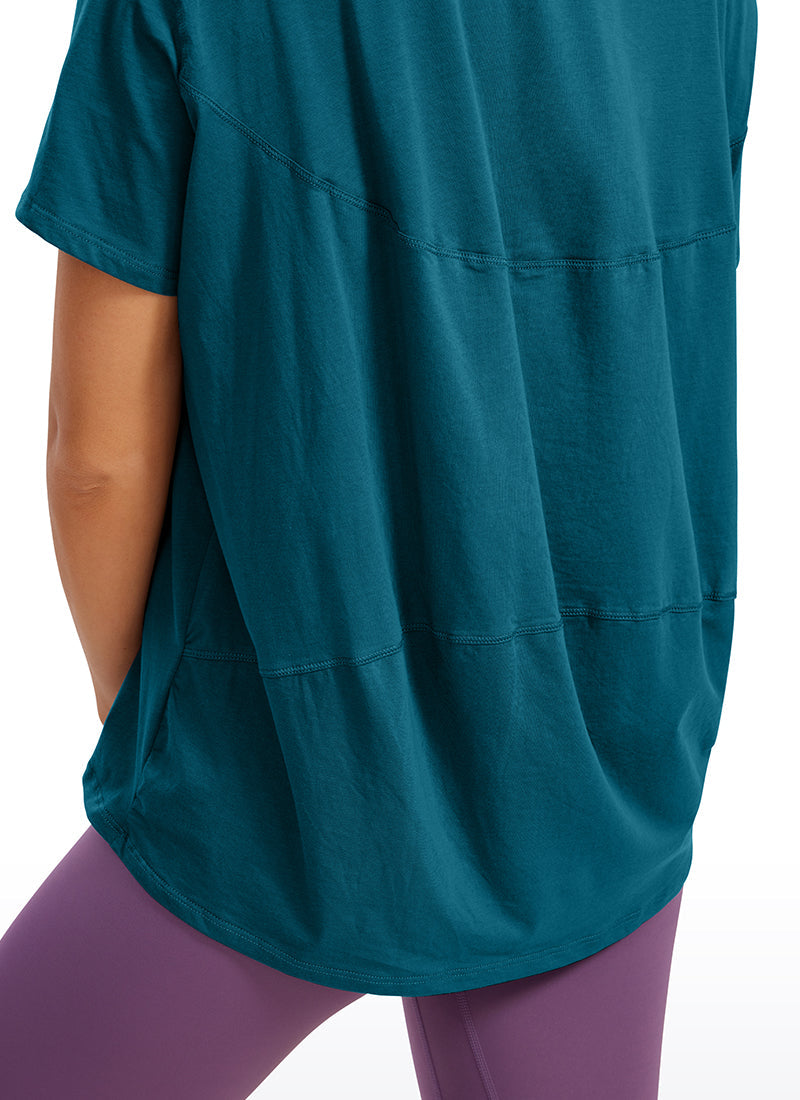 חולצה קצרה Pima Cotton פתח סירה - Green Jade