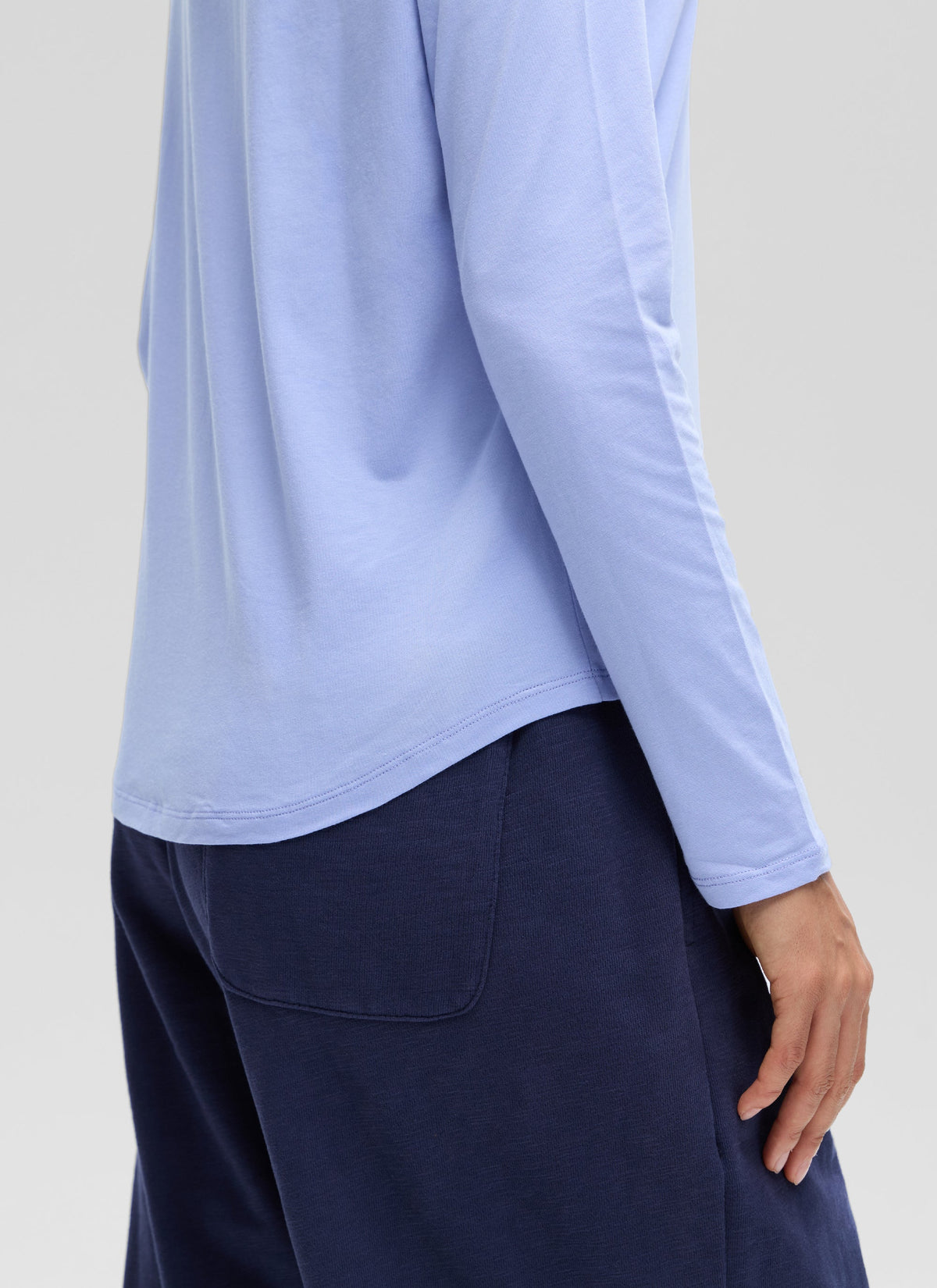 חולצת Pima Cotton ארוכה בגזרה קלאסית - Periwinkle Purple