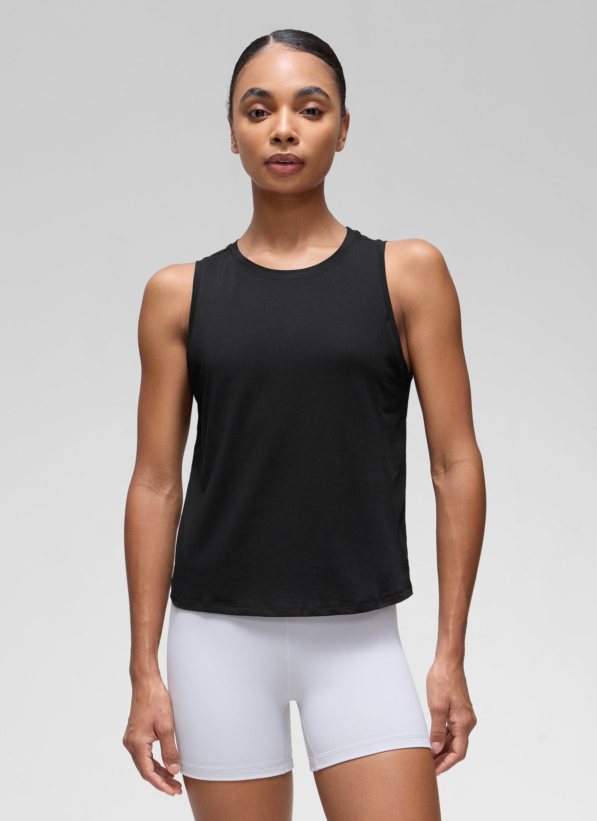 גופיית קרופ Pima Cotton Round Neck - שחור