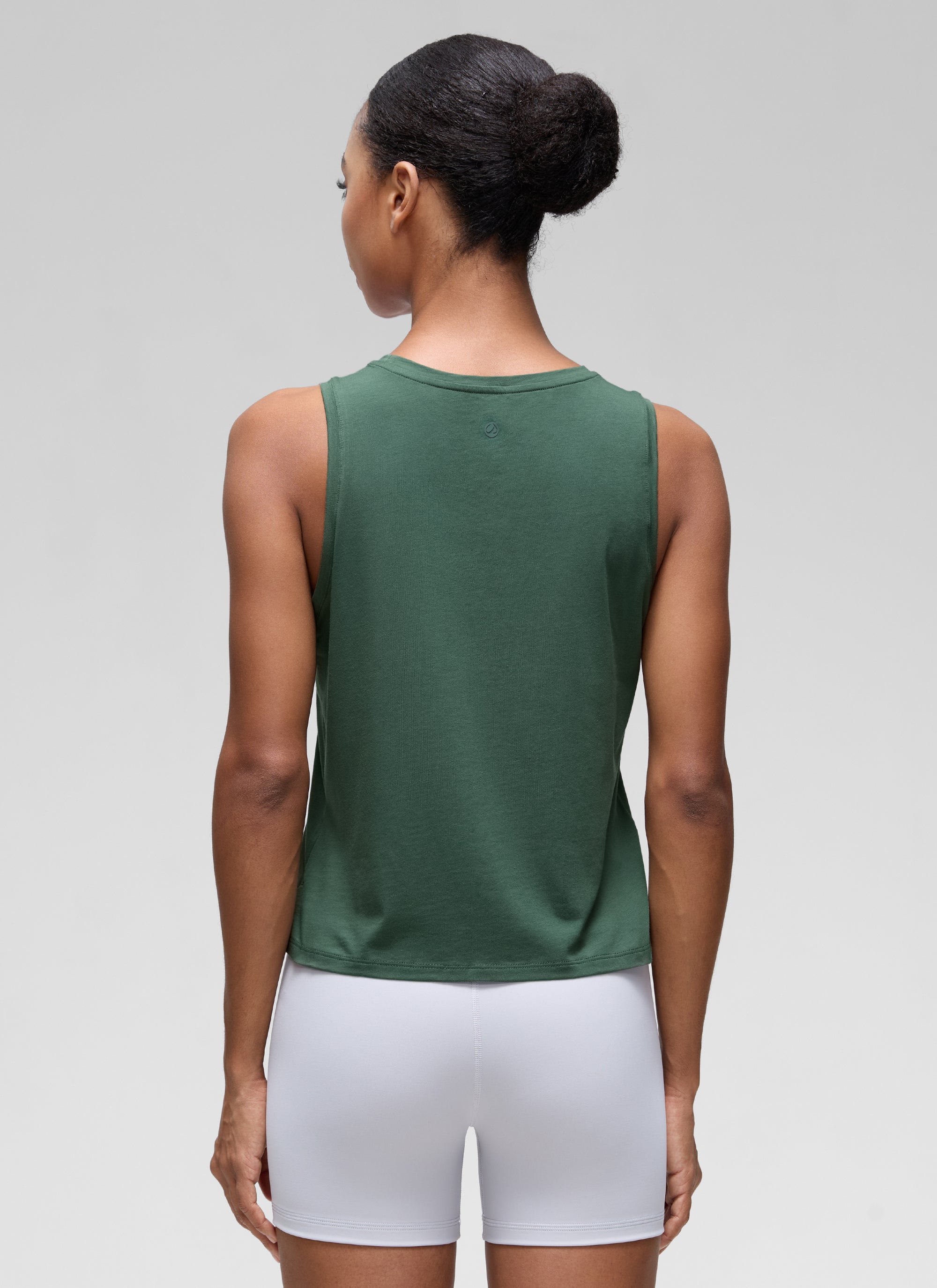 גופיית קרופ Pima Cotton Round Neck - Graphite Green