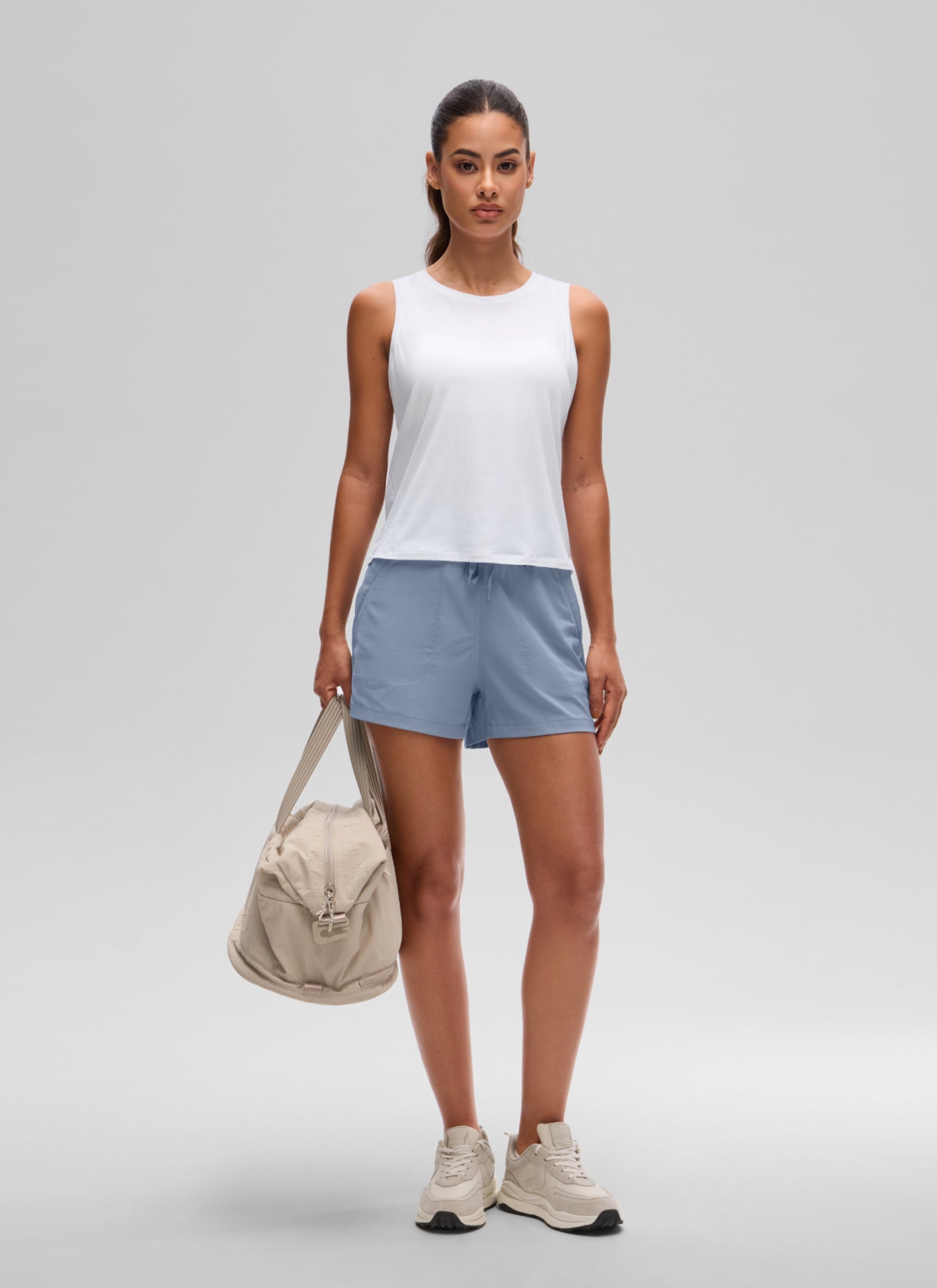 גופיית קרופ Pima Cotton Round Neck - לבן