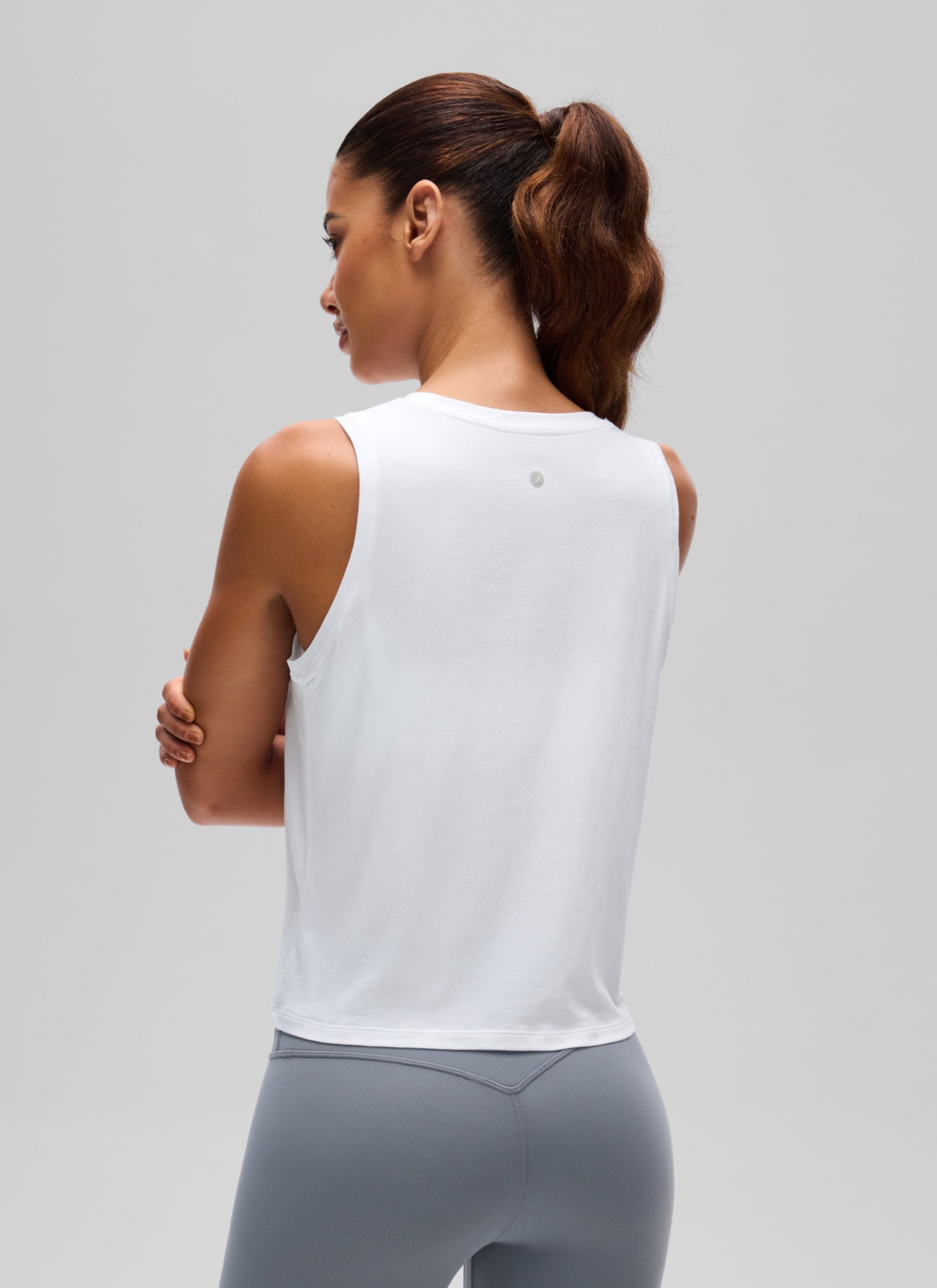 גופיית קרופ Pima Cotton Round Neck - לבן