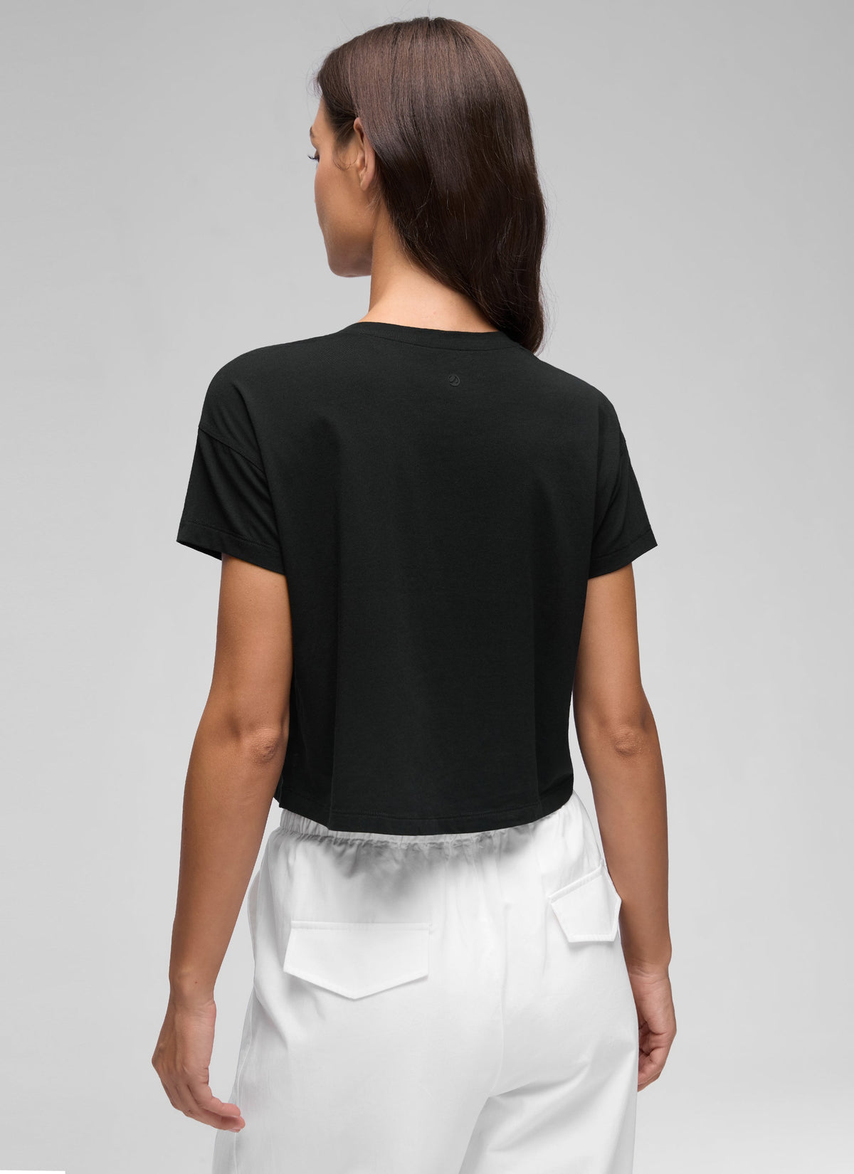 חולצת קרופ Pima Cotton Crew Neck - שחור