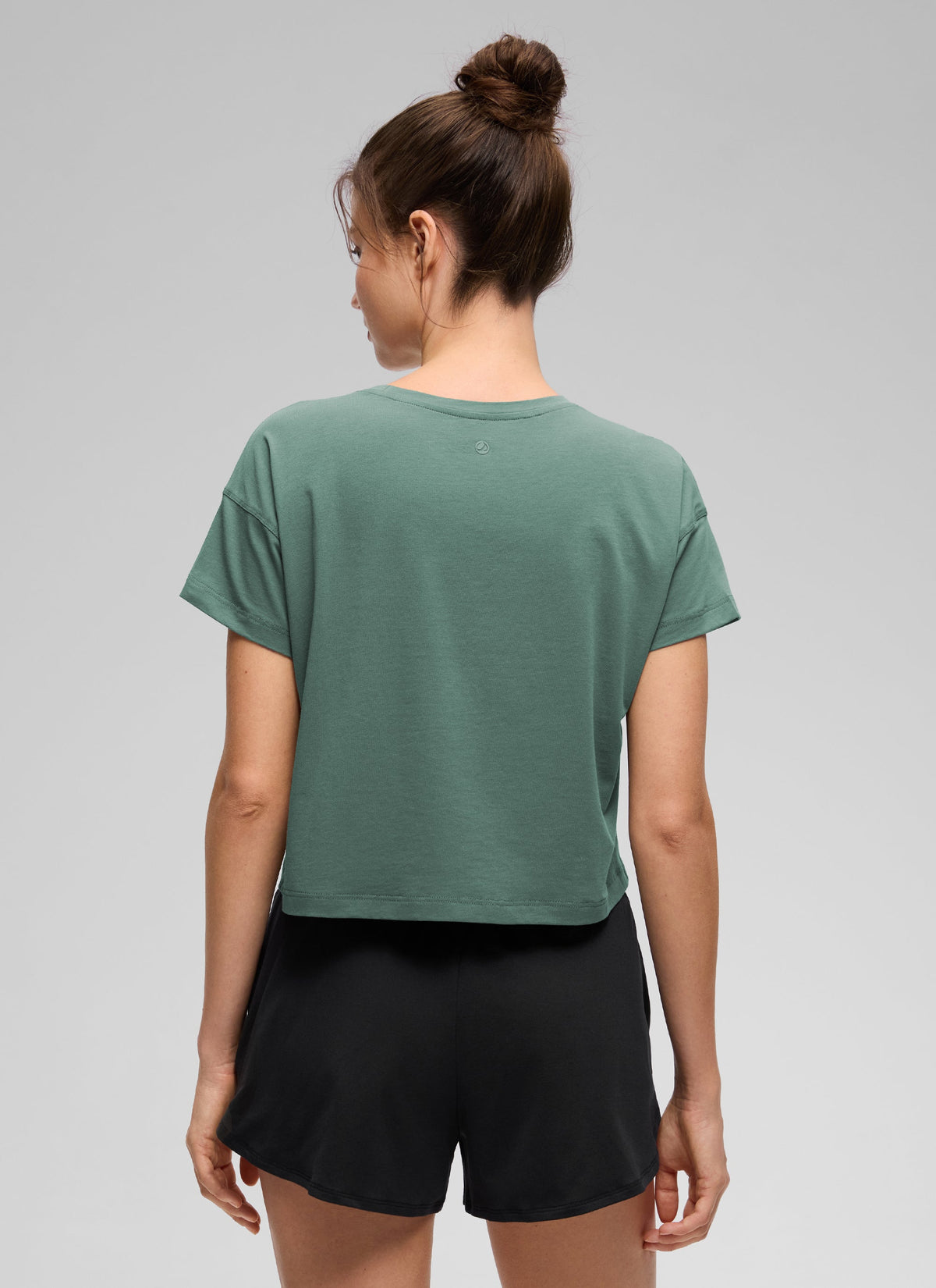 חולצת קרופ Pima Cotton Crew Neck - Graphite Green