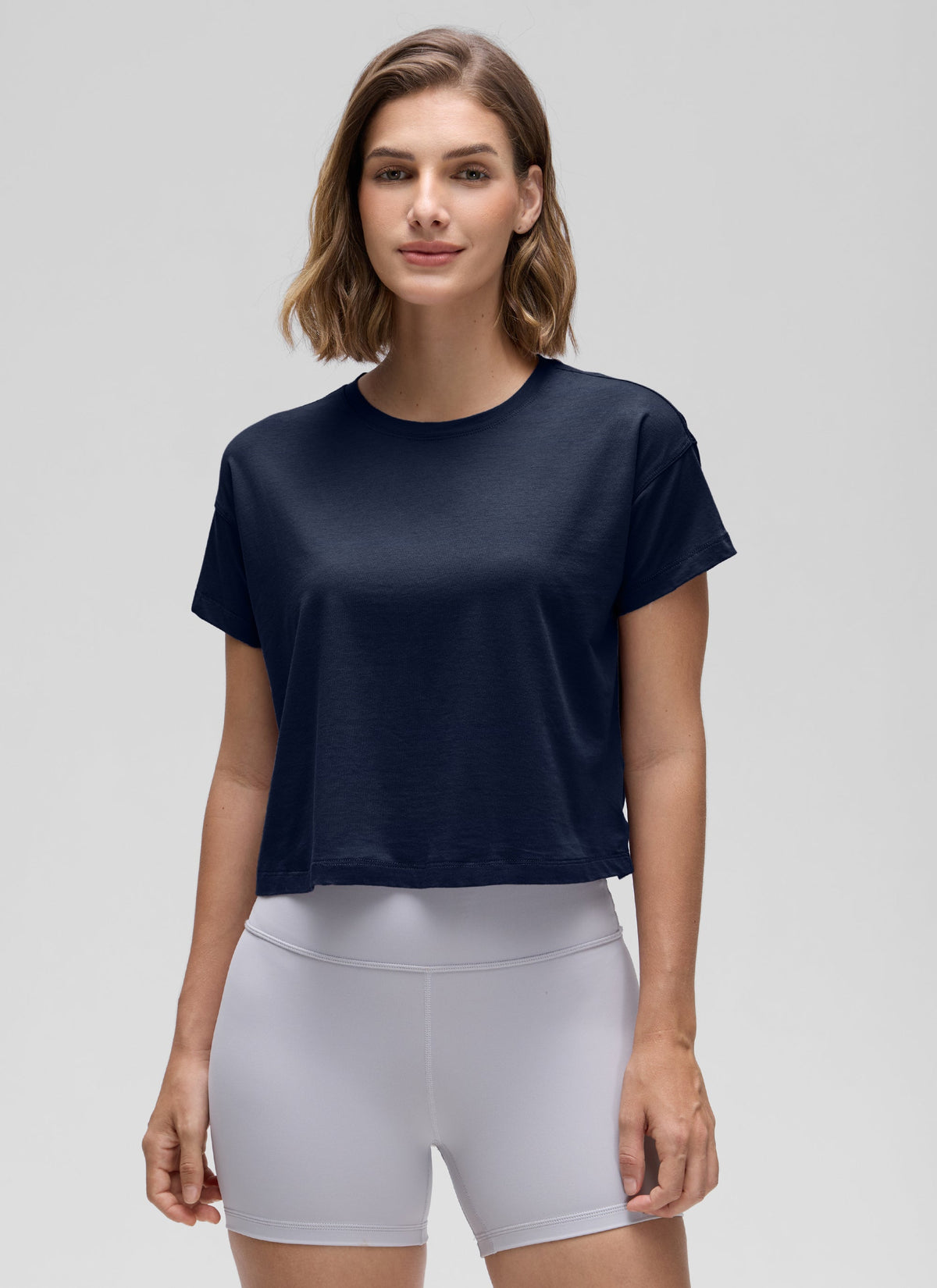 חולצת קרופ Pima Cotton Crew Neck - נייבי