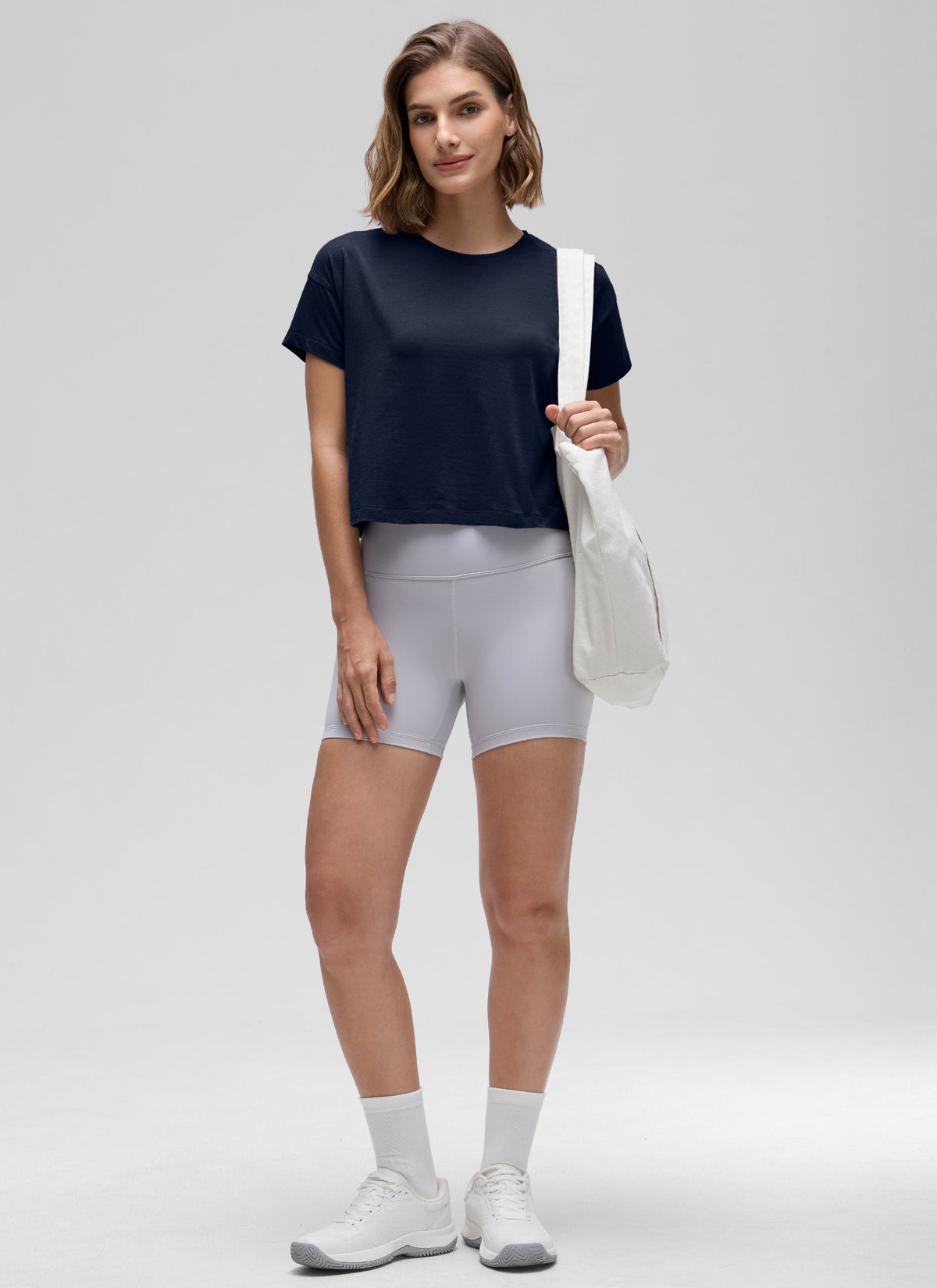 חולצת קרופ Pima Cotton Crew Neck - נייבי