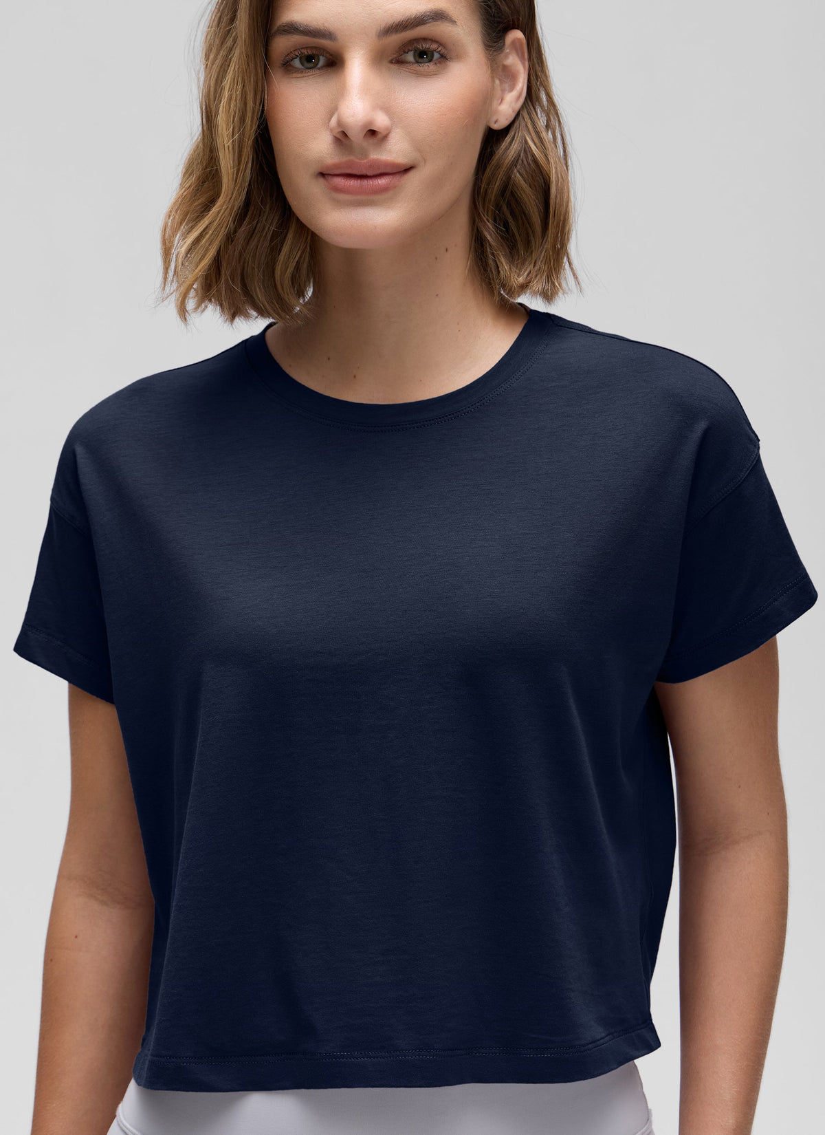 חולצת קרופ Pima Cotton Crew Neck - נייבי