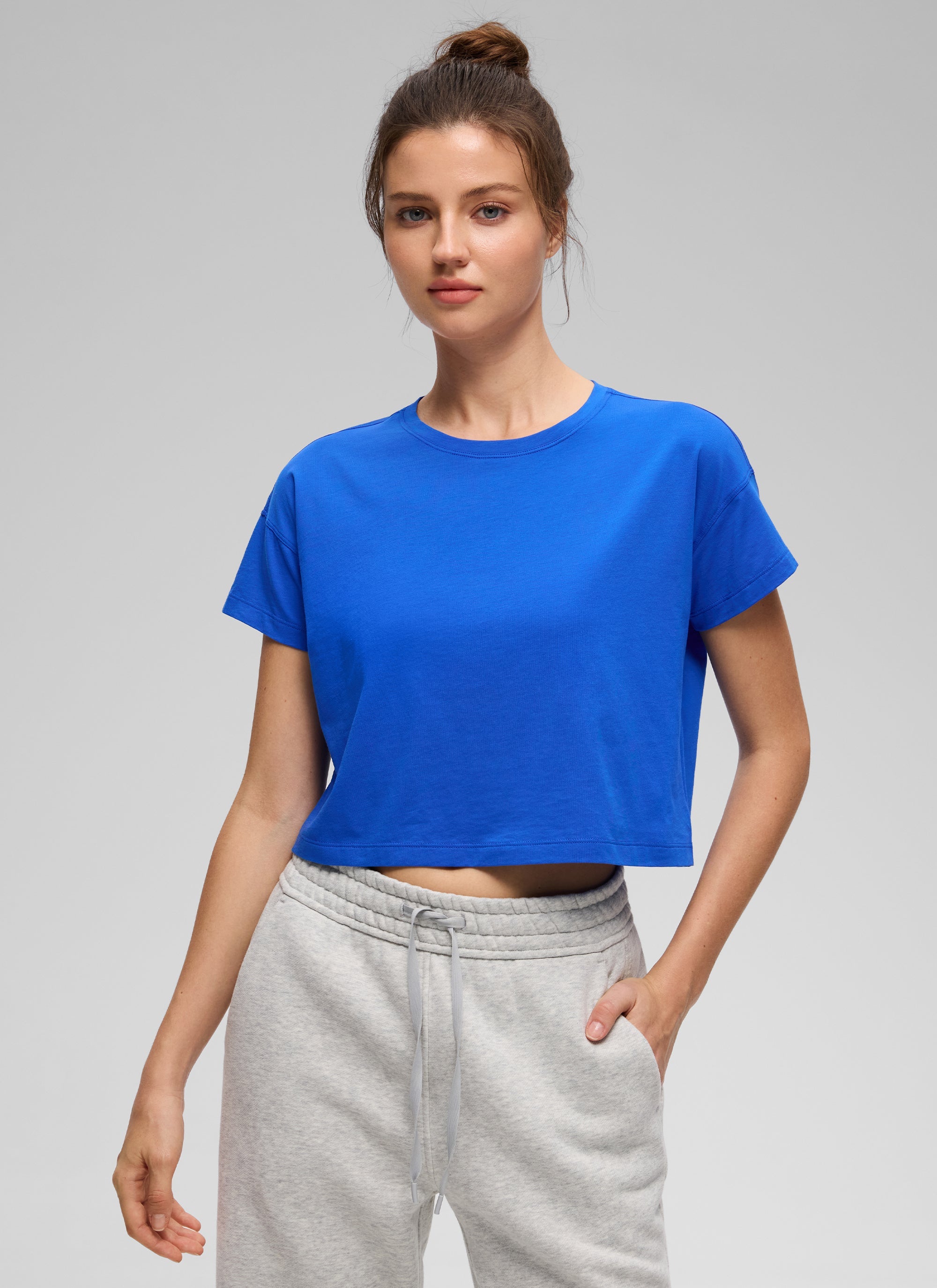 חולצת קרופ Pima Cotton Crew Neck - Strong Blue
