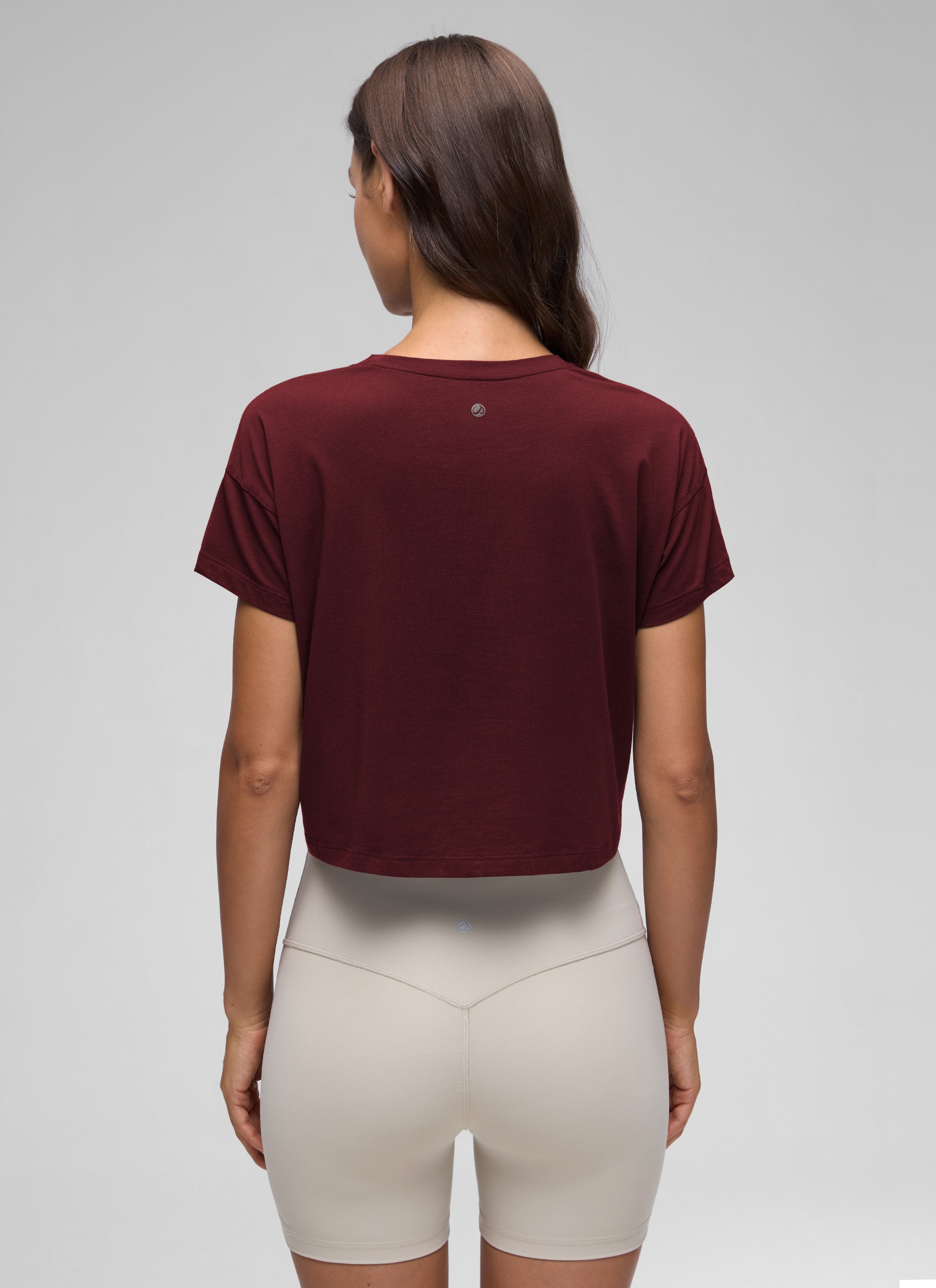 חולצת קרופ Pima Cotton Crew Neck - Red Merlot