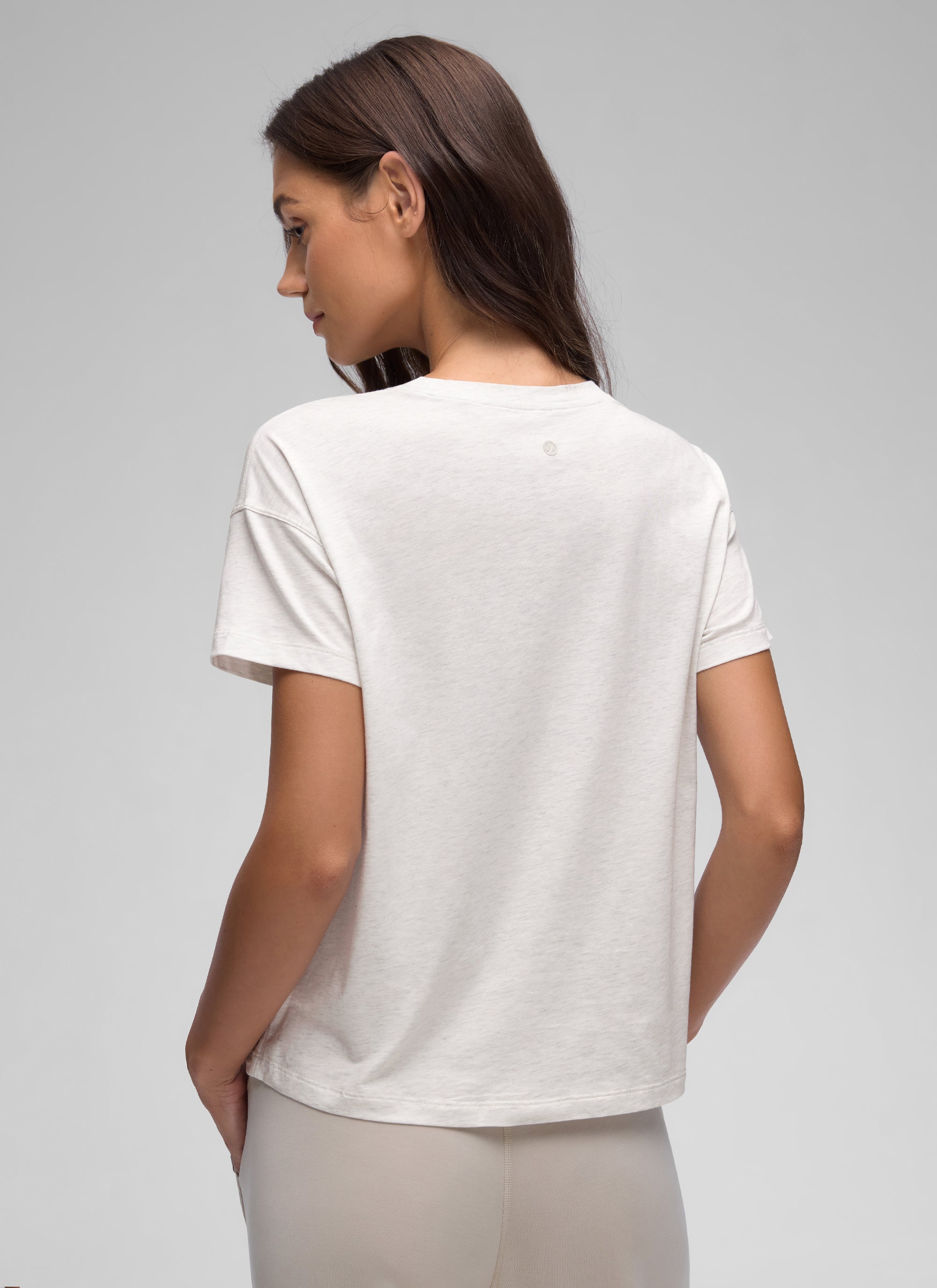 חולצה קצרה Pima Cotton רפויה - Ice Grey White