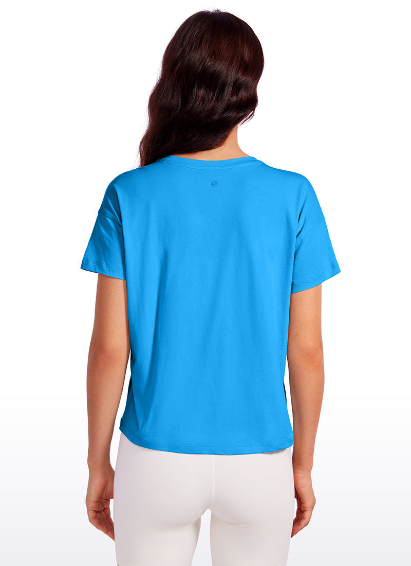 חולצה קצרה Pima Cotton רפויה - Madagascar Blue
