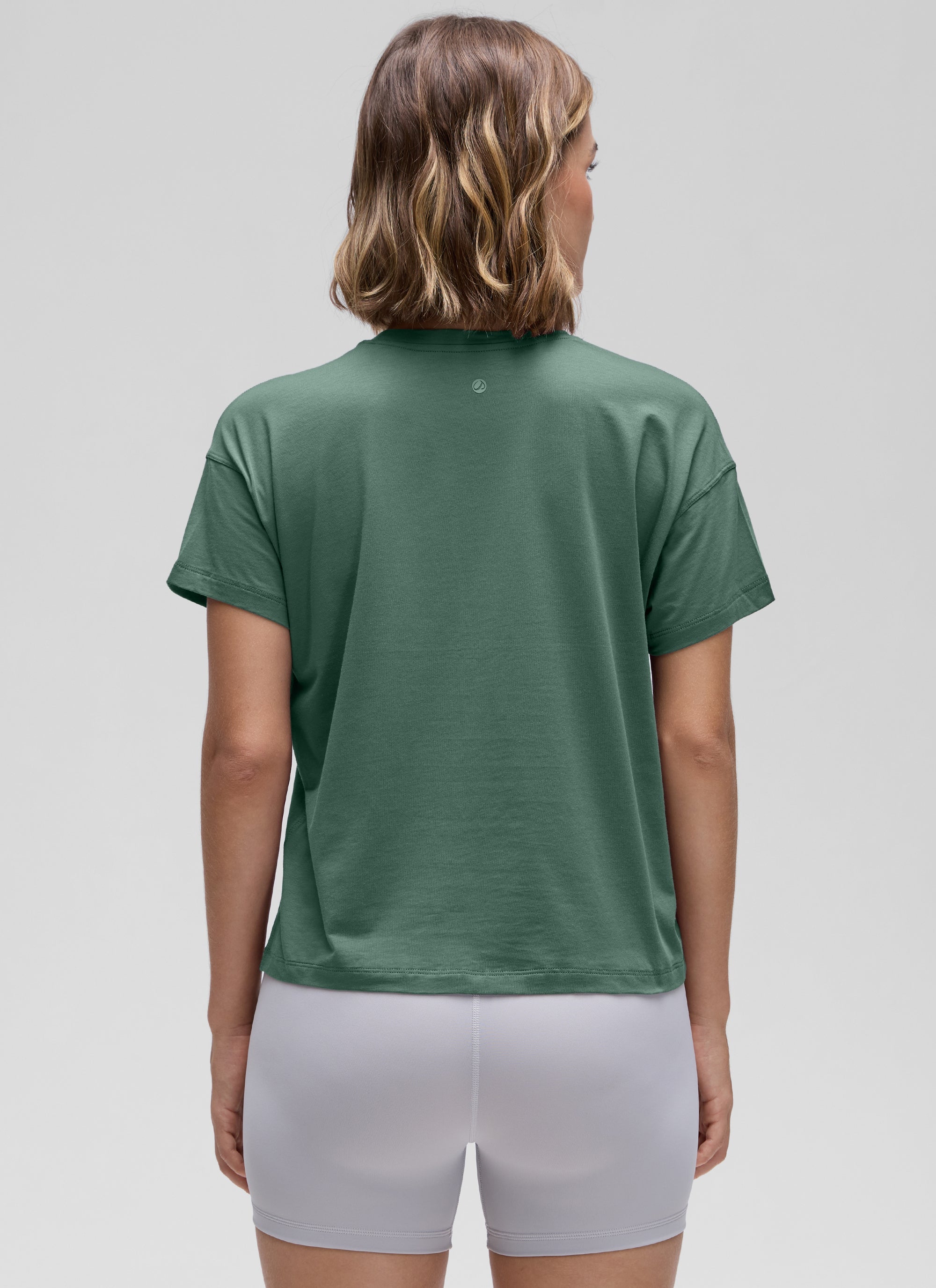 חולצה קצרה Pima Cotton רפויה - Graphite Green