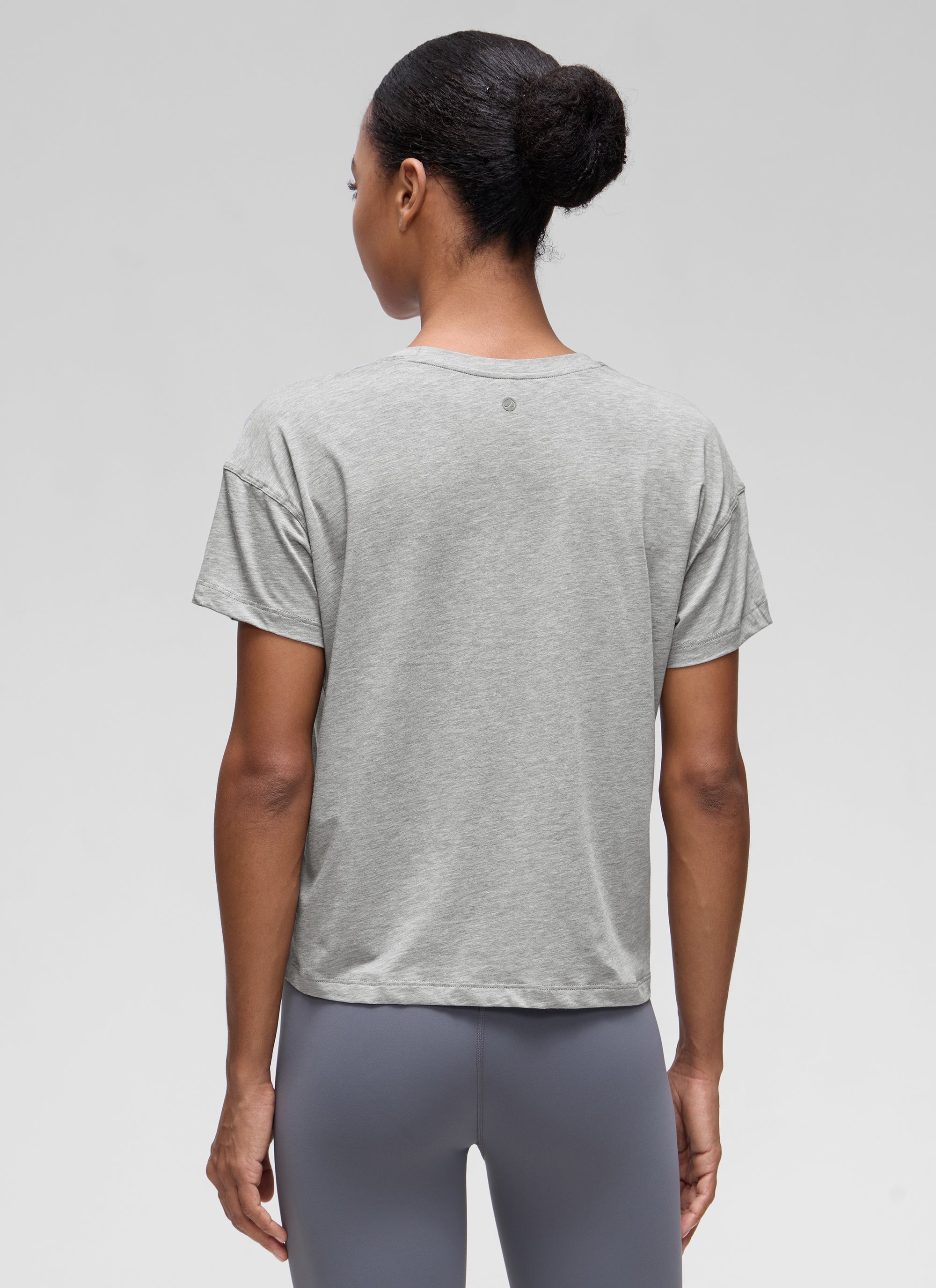 חולצה קצרה Pima Cotton רפויה - Heathered Medium Grey