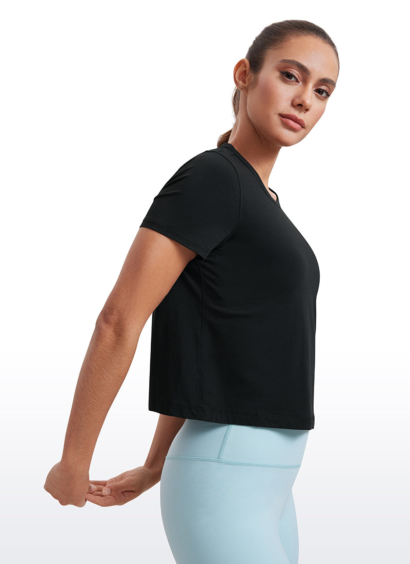 חולצת קרופ קצרה Pima Cotton Classic Fit - שחור