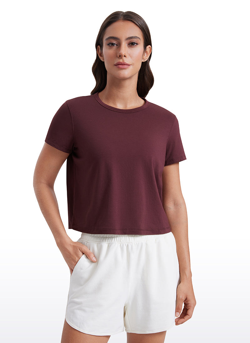 חולצת קרופ קצרה Pima Cotton Classic Fit - Dark Red 2