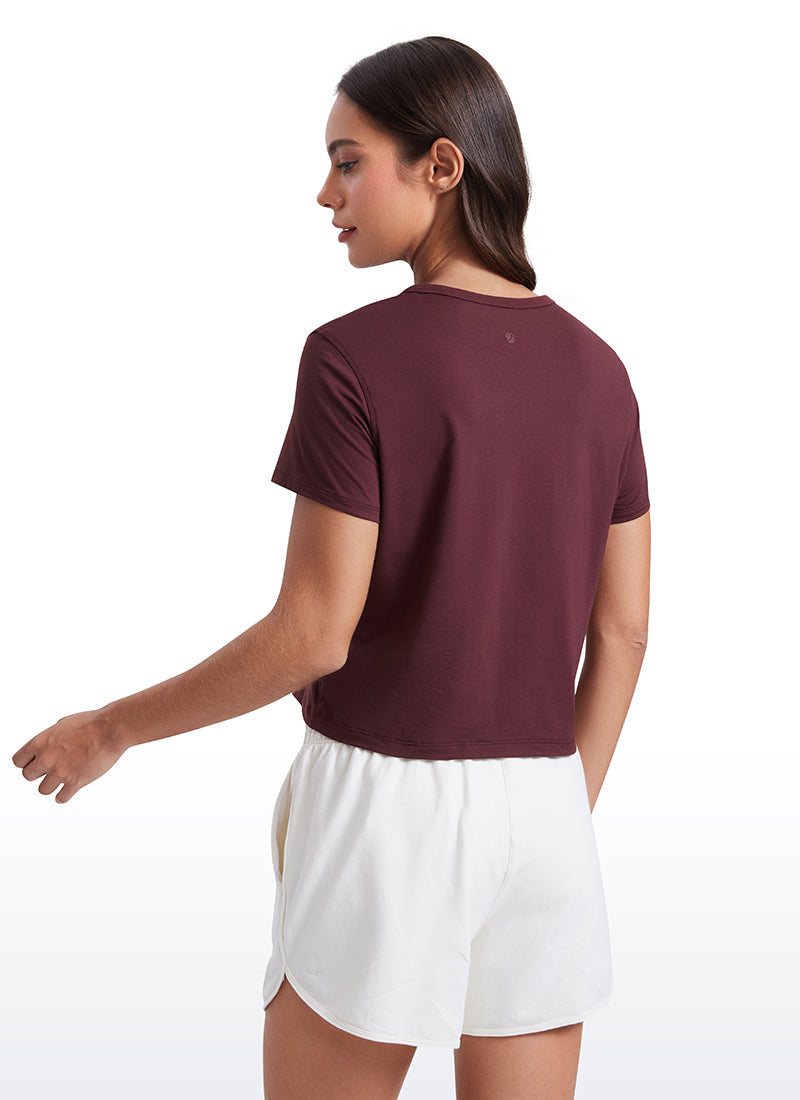 חולצת קרופ קצרה Pima Cotton Classic Fit - Dark Red 2