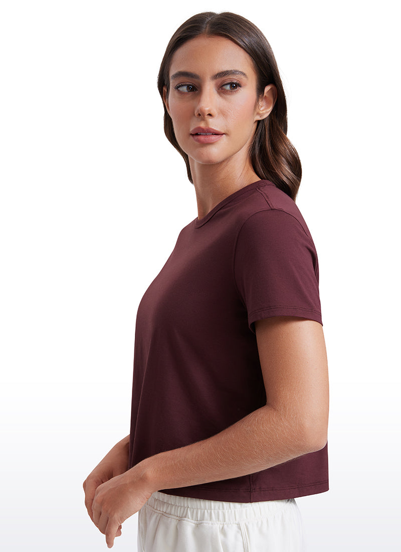 חולצת קרופ קצרה Pima Cotton Classic Fit - Dark Red 2