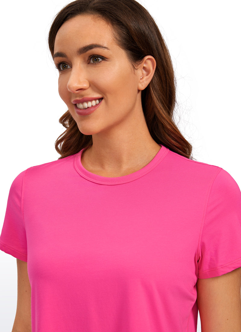 חולצת קרופ קצרה Pima Cotton Classic Fit - Sonic Pink
