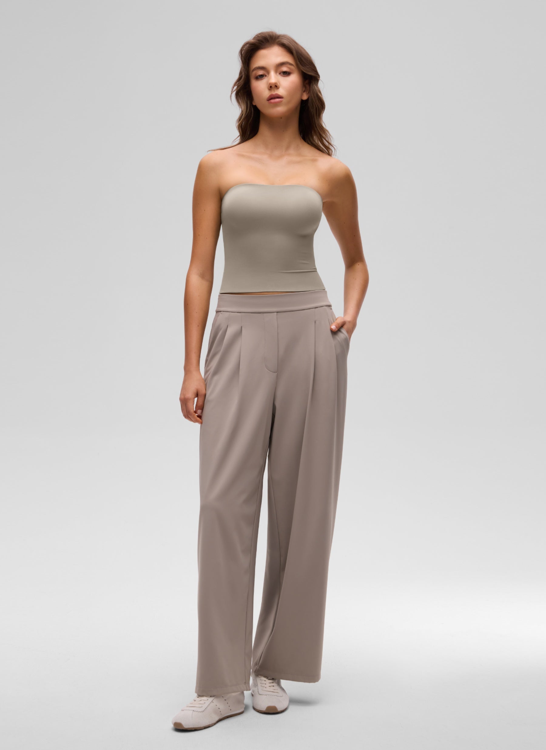 גופיית סטרפלס Butterluxe בטנה כפולה - Warm Ash Grey