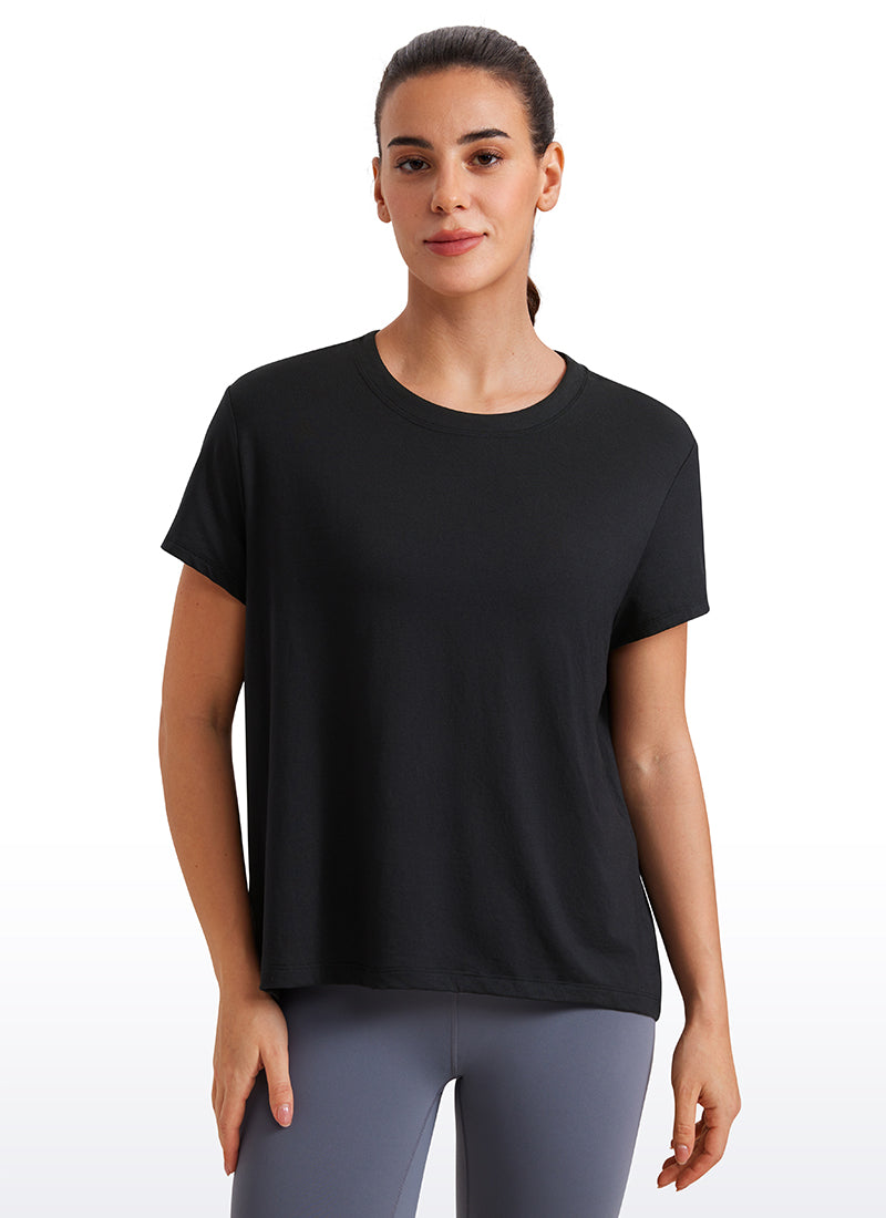 חולצה קצרה Flowy Yoga Crew Neck - שחור