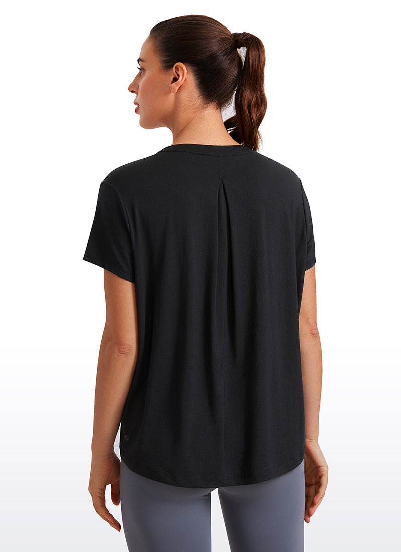 חולצה קצרה Flowy Yoga Crew Neck - שחור