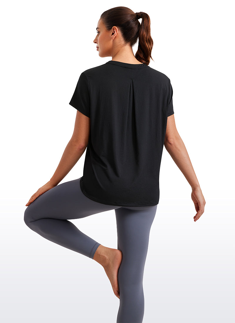 חולצה קצרה Flowy Yoga Crew Neck - שחור