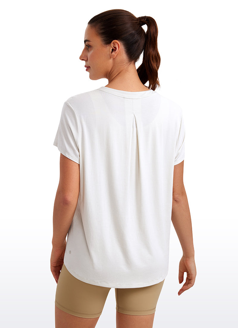 חולצה קצרה Flowy Yoga Crew Neck - לבן