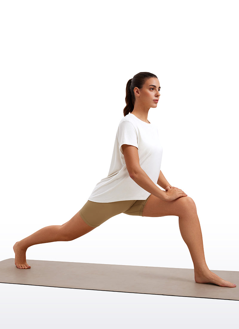 חולצה קצרה Flowy Yoga Crew Neck - לבן