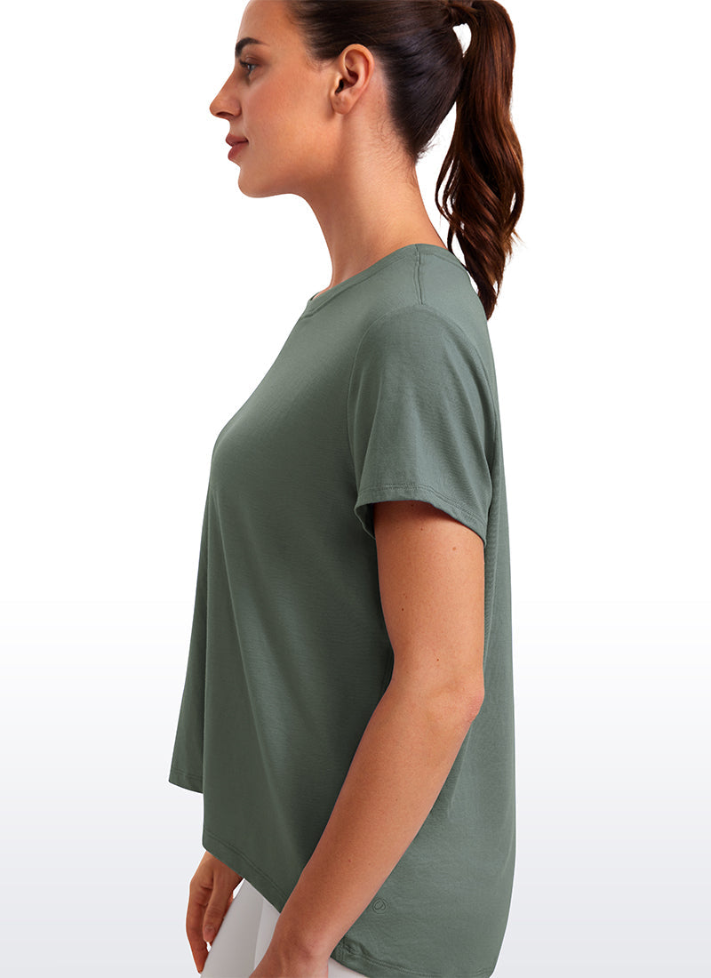 חולצה קצרה Flowy Yoga Crew Neck - מרווה