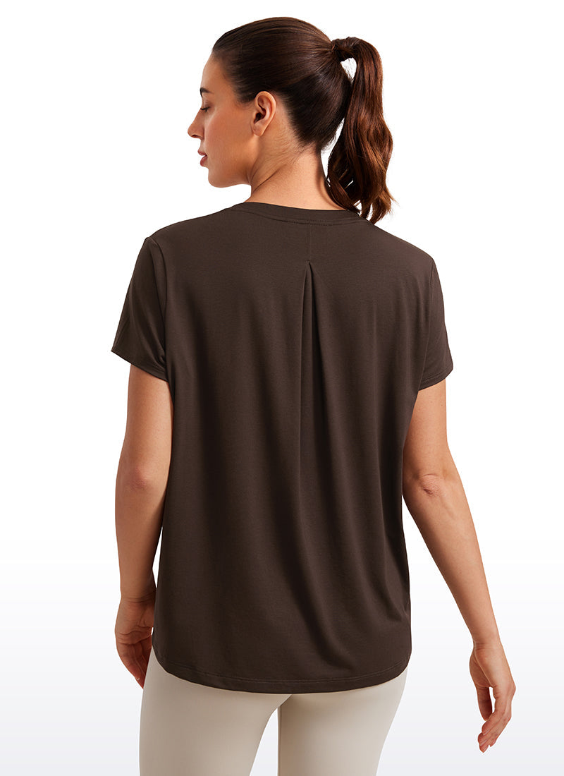 חולצה קצרה Flowy Yoga Crew Neck - Hot Fudge Brown