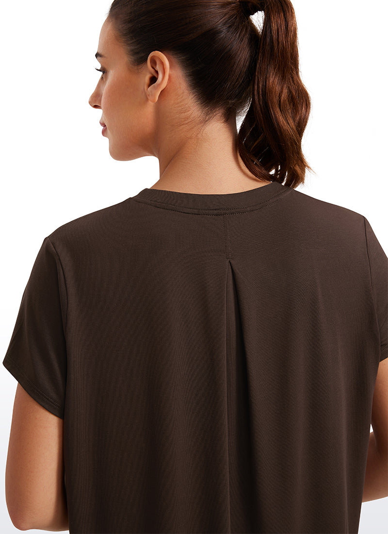 חולצה קצרה Flowy Yoga Crew Neck - Hot Fudge Brown