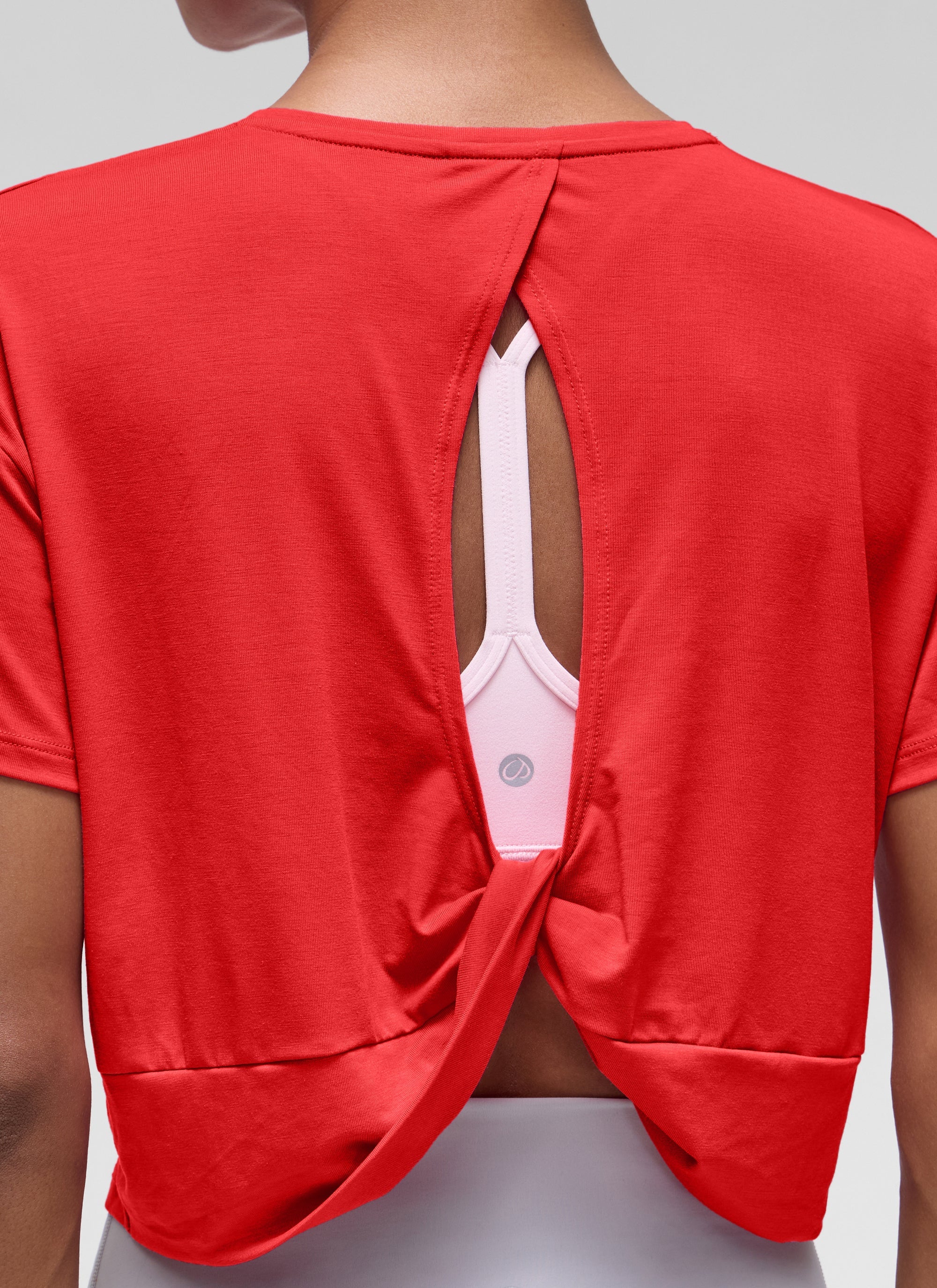 חולצת קרופ קצרה Open Back - Deep Red