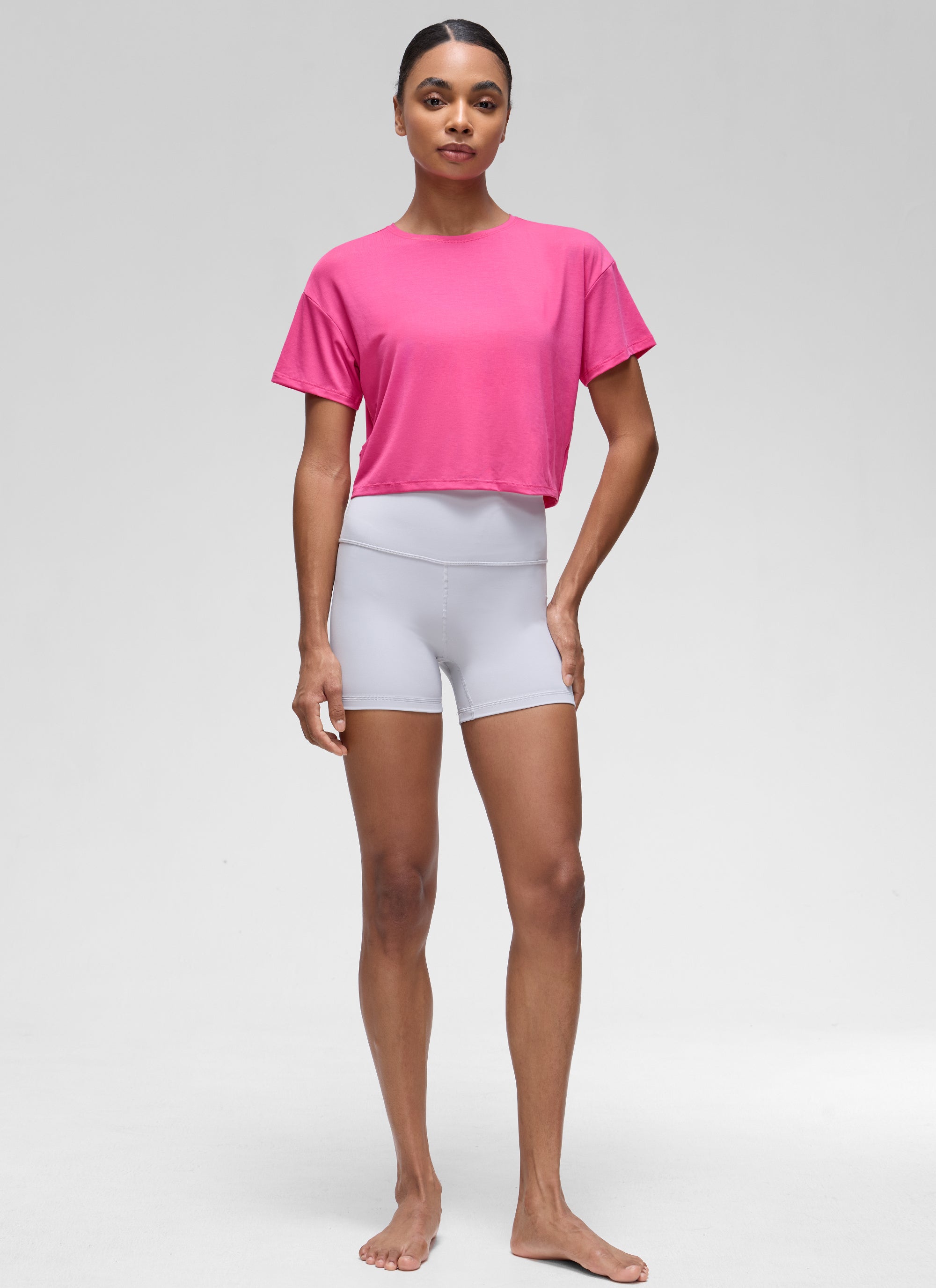 חולצת קרופ קצרה Open Back - Sonic Pink