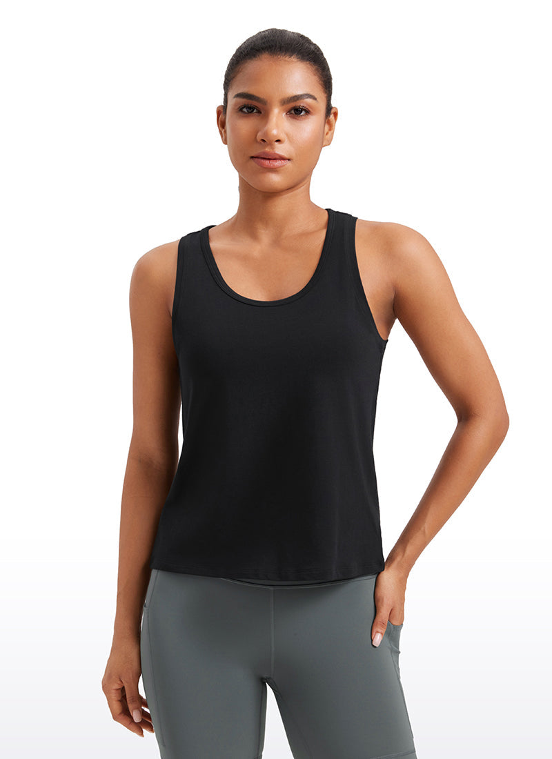 גופייה Pima Cotton Scoop Neck - שחור