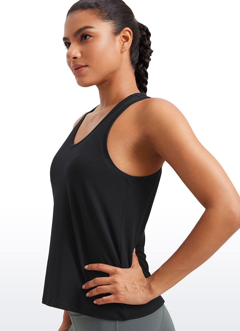 גופייה Pima Cotton Scoop Neck - שחור