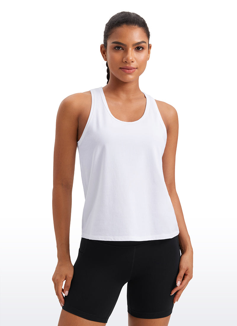 גופייה Pima Cotton Scoop Neck - לבן