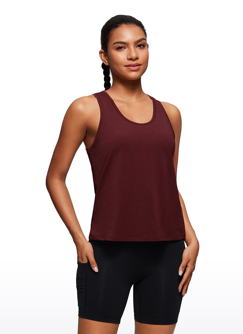 גופייה Pima Cotton Scoop Neck - Red Merlot