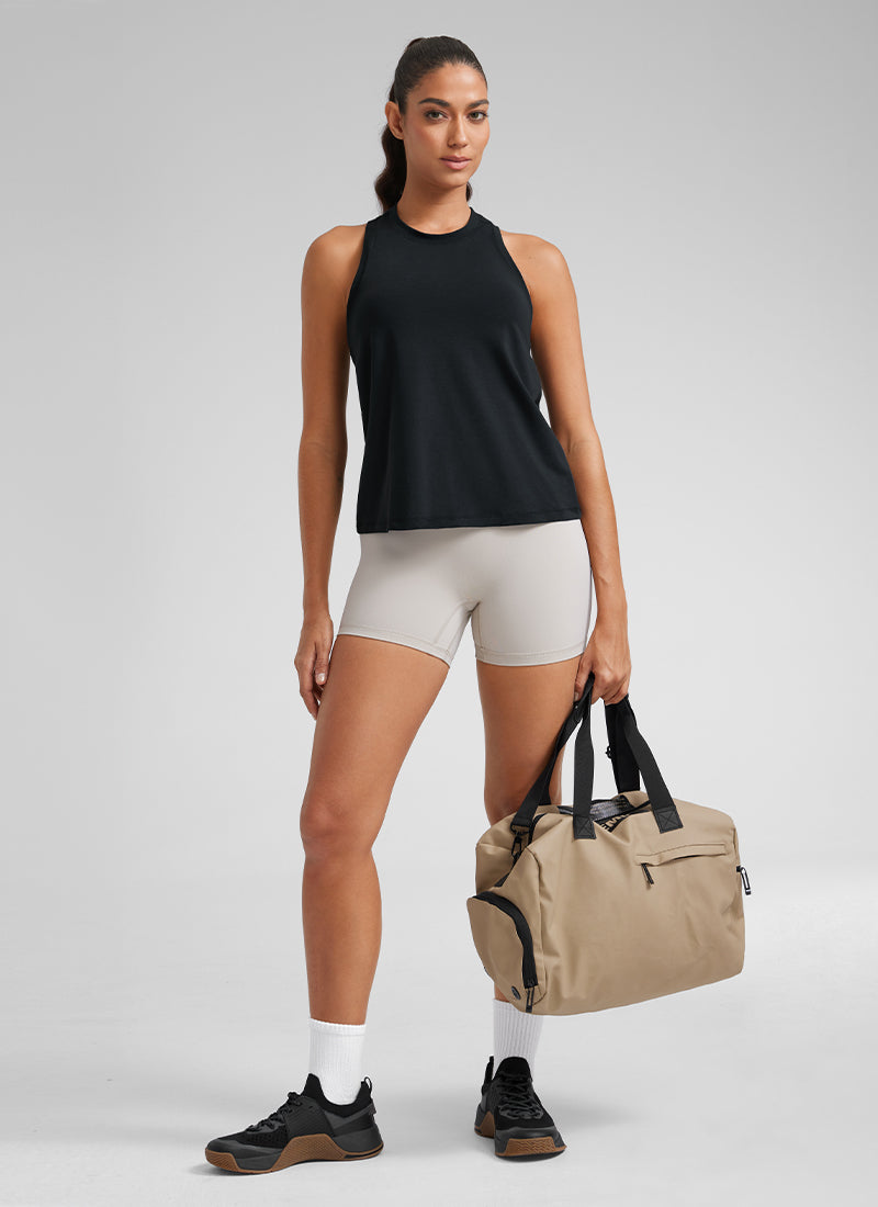 גופייה Pima High Neck Racerback - שחור