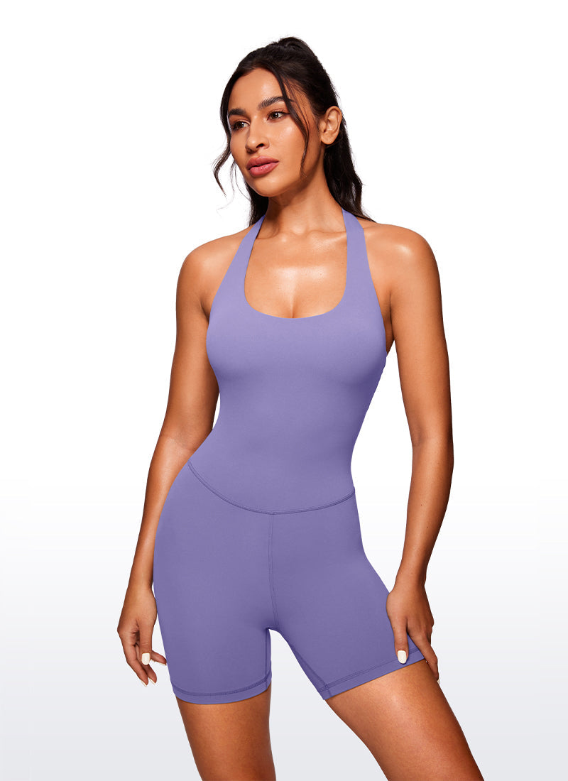 אוברול קצר 6" Butterluxe Halter Backless Athletic Rompers - סגול לבנדר