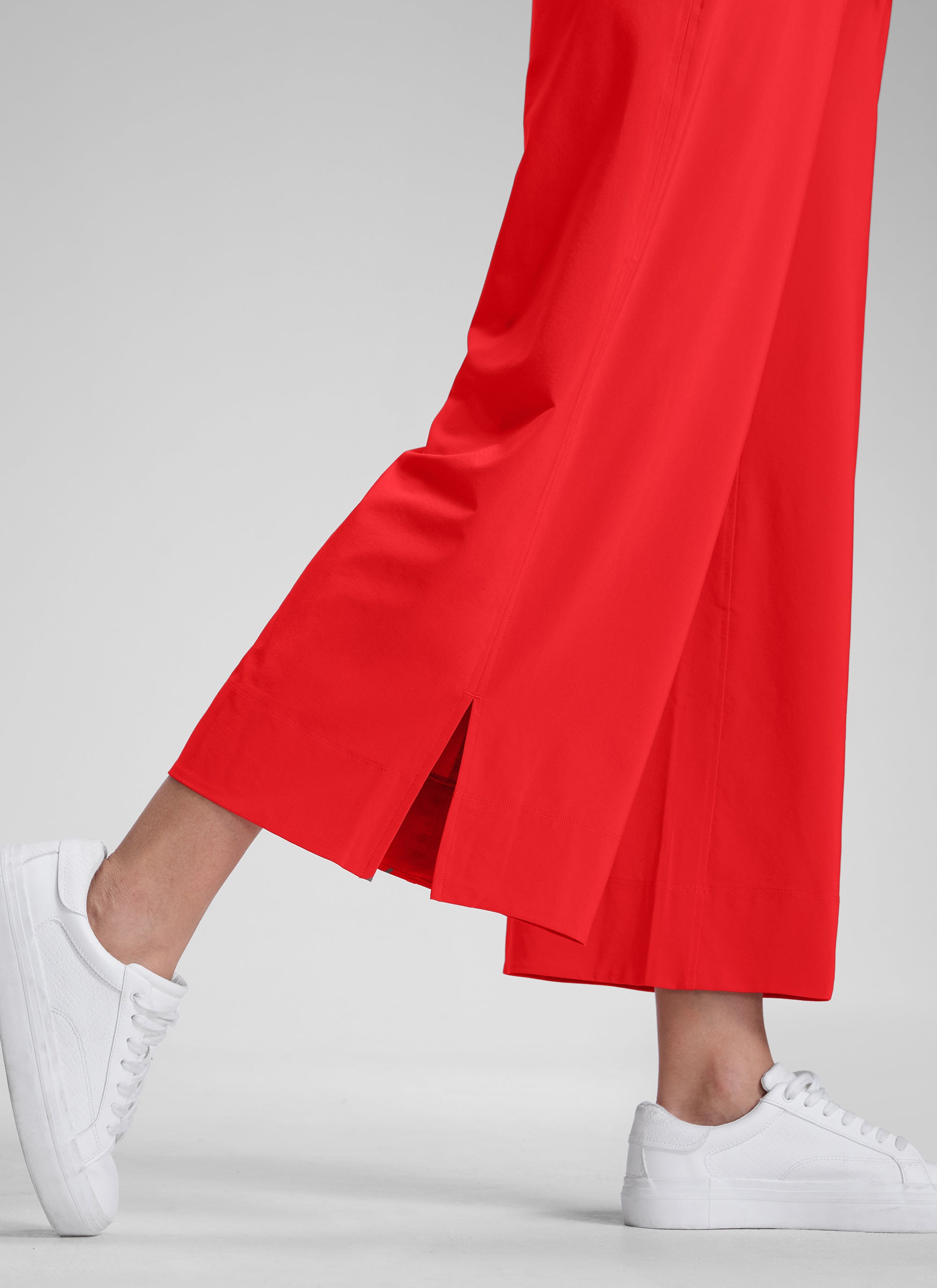 מכנס קל-נוצה Wide Leg עם כיסים 25" - Deep Red