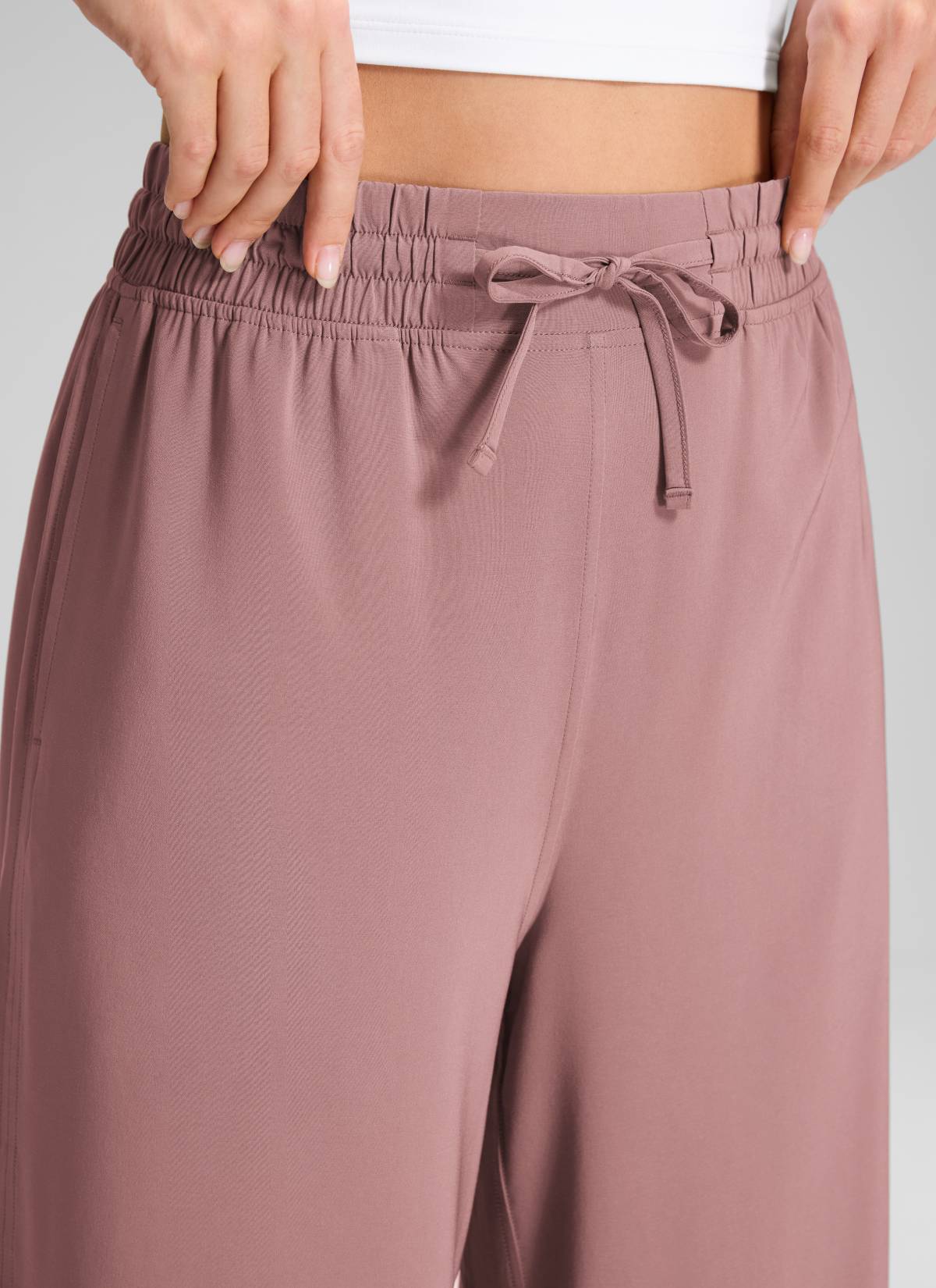 מכנס קל-נוצה Wide Leg עם כיסים 25" - Twilight Rose Pink