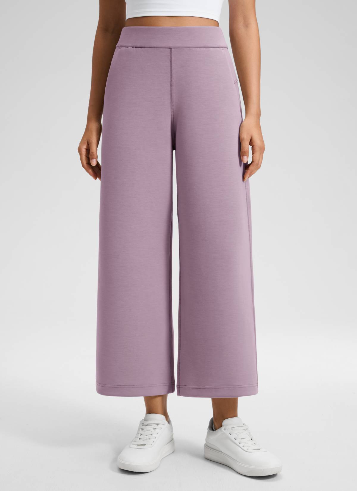 מכנס טרנינג SoftAura רחב עם כיסים 25" - Light Lavender